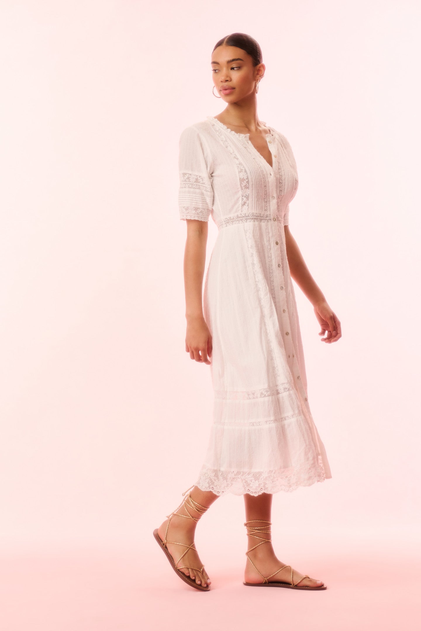 Francilla Women's Cotton Midi Dress - Flowy Summer Casual Dress with Short Sleeves for Beach, Vacation & Everyday Wear