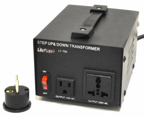 LiteFuze 750W Heavy Duty Voltage Converter Transformer - Step Up/Down 110V to 220V for International Travel, Home Appliances & Electronics - Perfect for Hair Dryers, Coffee Makers & More