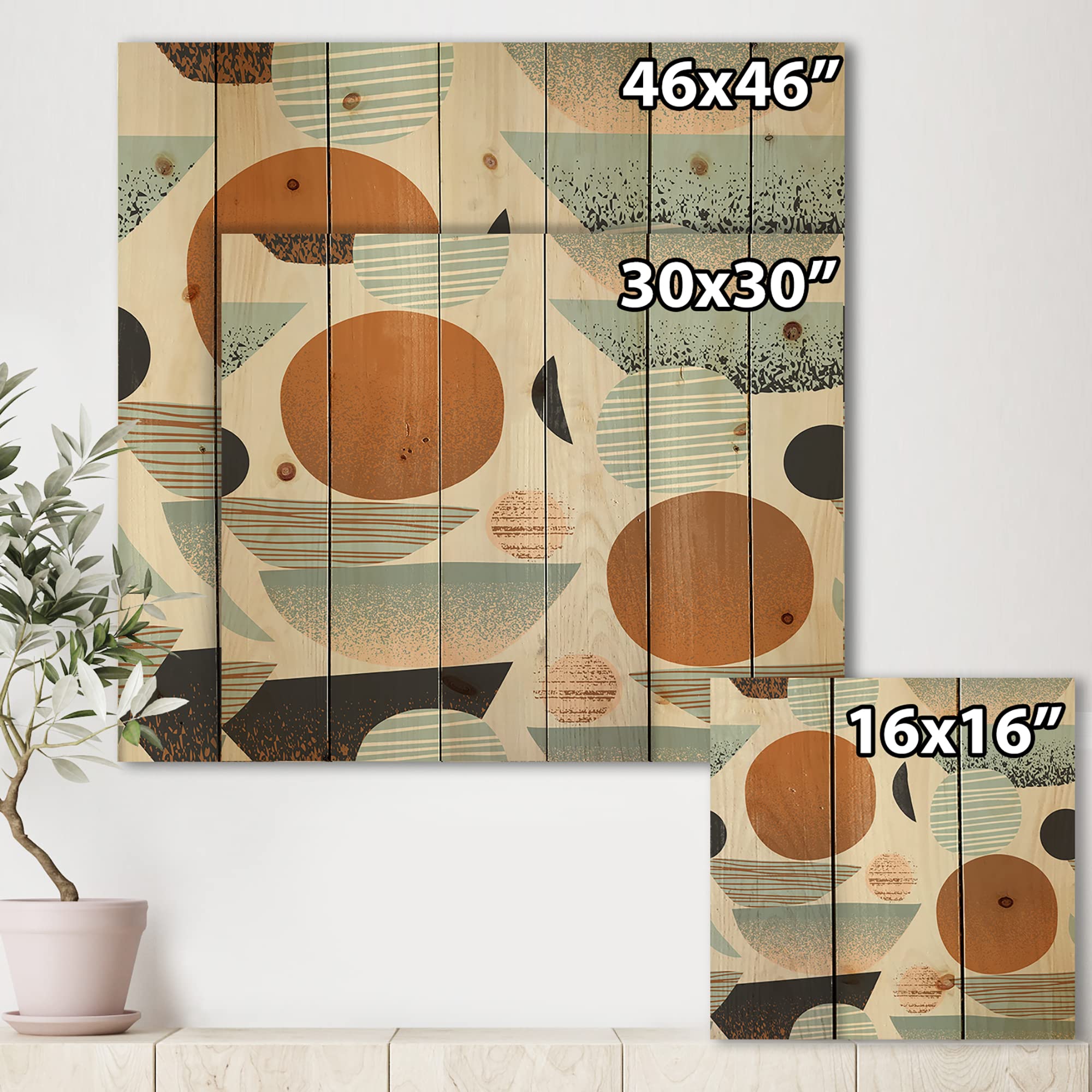 Abstract Sun & Moon Wood Wall Art - Modern Blue Pine Decor for Living Room