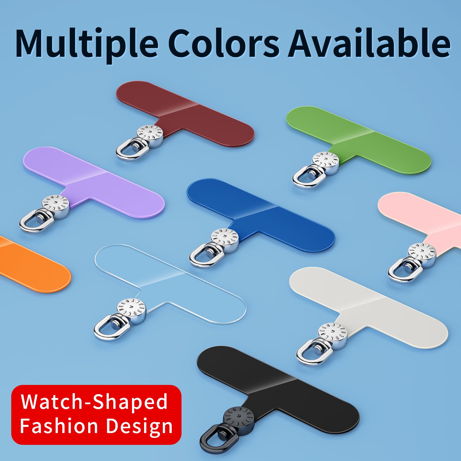 Durable TPU Phone Lanyard Tabs - Universal Cell Phone Tether Patch for All Phone Cases (Black & Clear) - Perfect for Work, Travel & Outdoor Activities
