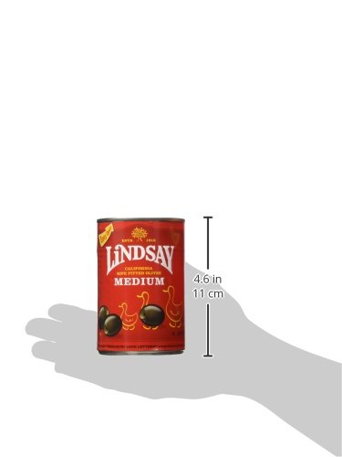 Lindsay Pitted Black Whole Olives - Medium Size, 6 Ounce Can | Perfect for Salads, Pizzas & Mediterranean Recipes