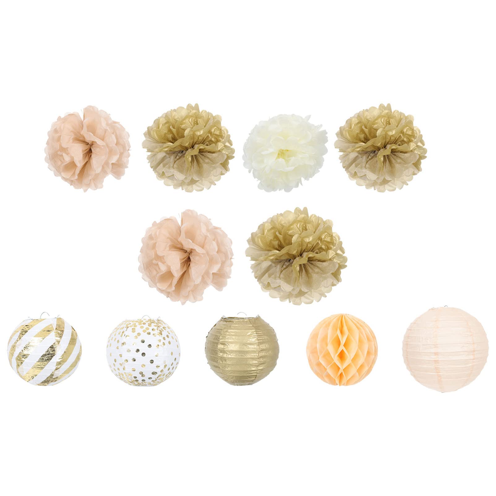 SOIMISS 12-Pack Party Paper Lanterns - Colorful Tissue Paper Pom Poms & Hanging Lanterns for Birthday, Wedding, Baby Shower Decorations - Perfect for Ceiling, Wall & Table Centerpieces