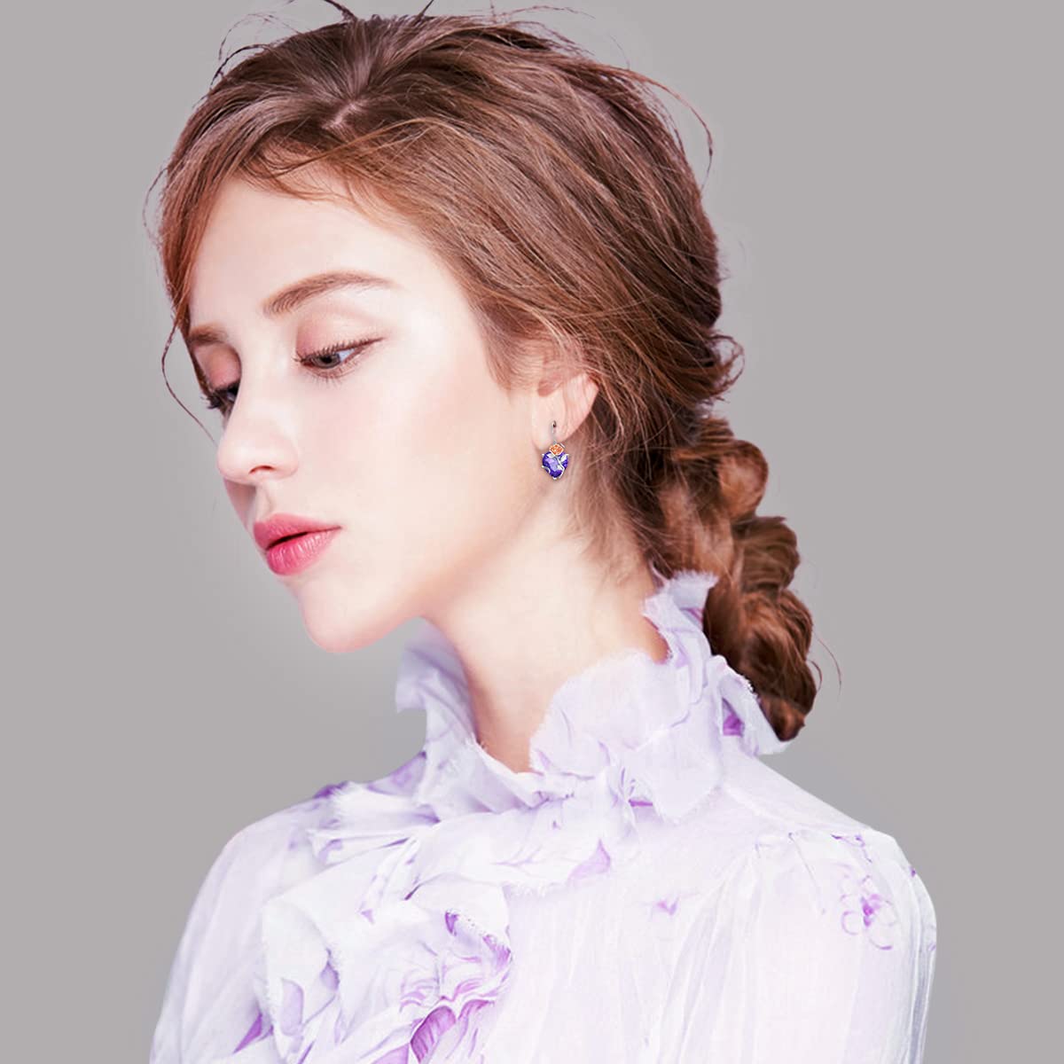 TOUPOP Sterling Silver Birth Month Flower Drop Earrings for Women - Crystal Dangle Earrings, Elegant Birthday Jewelry Gifts for Her, Perfect for Parties, Weddings & Everyday Wear