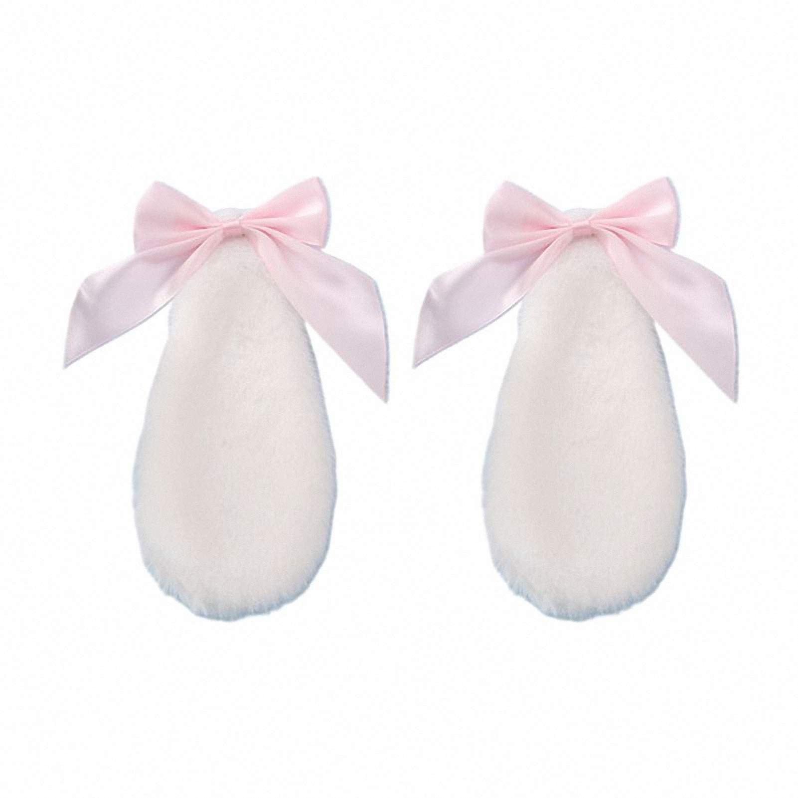 Cute Rabbit Plush Hair Clips for Women & Girls - Kawaii Lop Ears Hairpins with Ribbon Bowknot in Candy Colors - Perfect for Lolita Fashion, Cosplay & Daily Hair Accessories