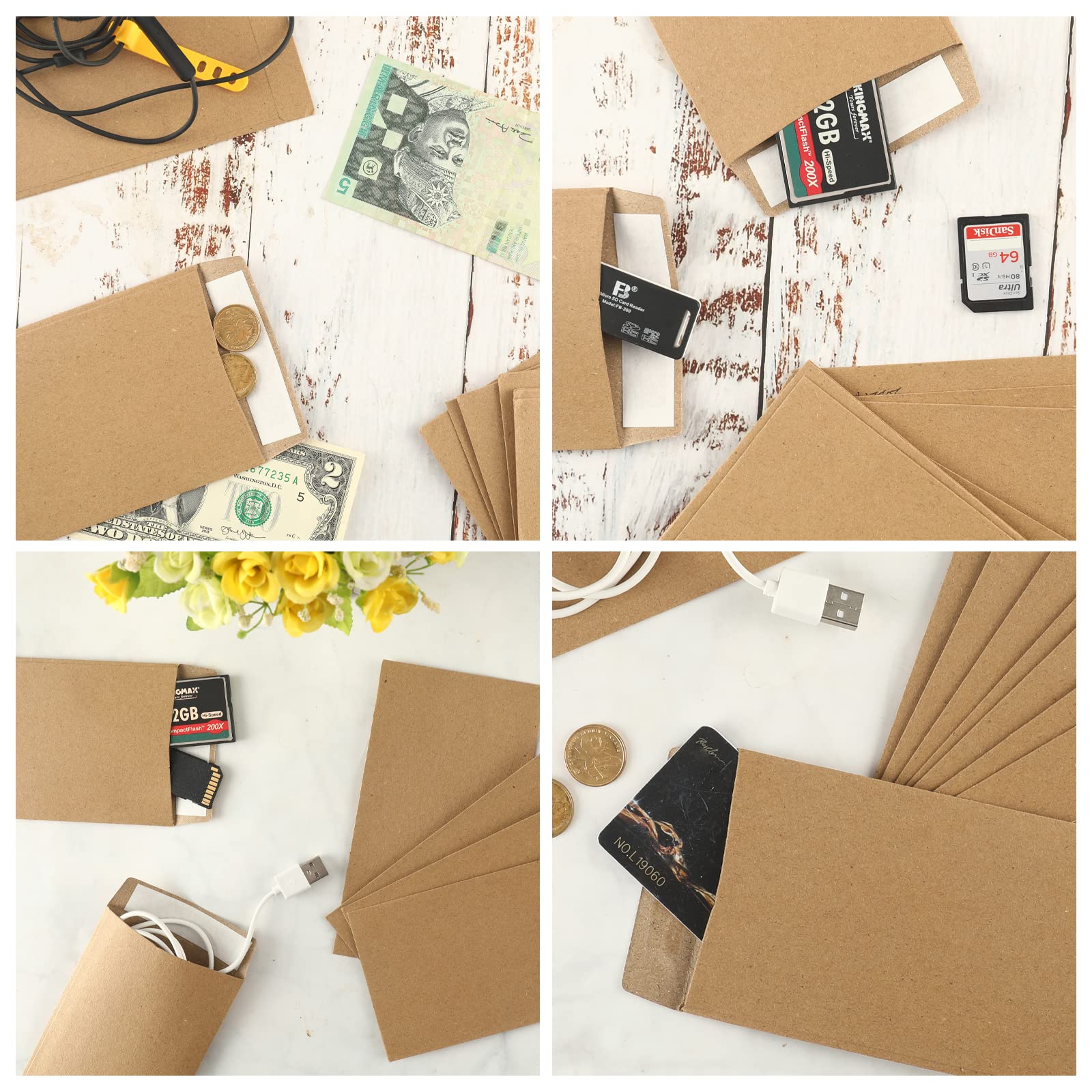 Granhoolm 50 Pack Large Cash Envelopes 3.5 x 6.5 inch - Budgeting Envelopes for Money Savings, Cash Organizer for Envelope System, Brown - Perfect for Dave Ramsey Budgeting, Cash Stuffing & 100 Envelope Challenge
