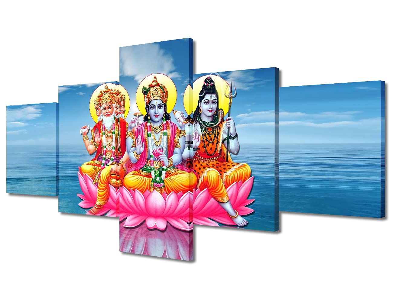 Hindu Trinity Wall Art - Brahma, Shiva & Vishnu Framed Canvas Prints (50