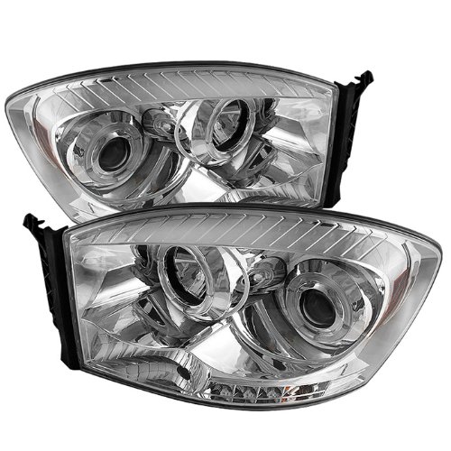Xtune LED Halo Headlights for Dodge Ram 1500 2006-2008 - Chrome/Clear Lens - Bright DRL & Projector Beam - Upgrade for Night Driving & Off-Road Adventures