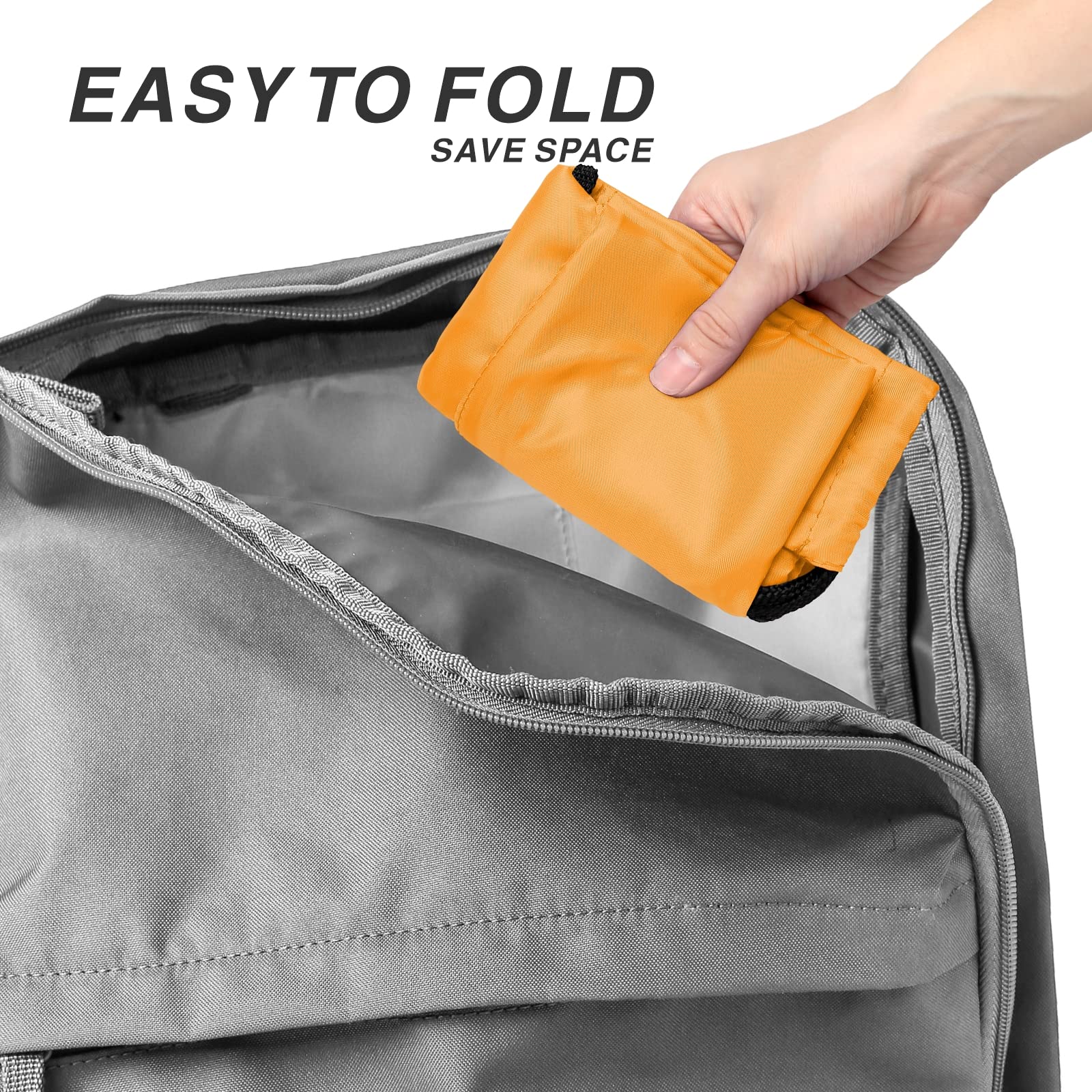 **Foldable 210D Nylon Drawstring Backpack with Zipper Side Pocket - Lightweight Sports Gym Sack for Men & Women (Orange) - Perfect for Workouts, Travel & Outdoor Activities**