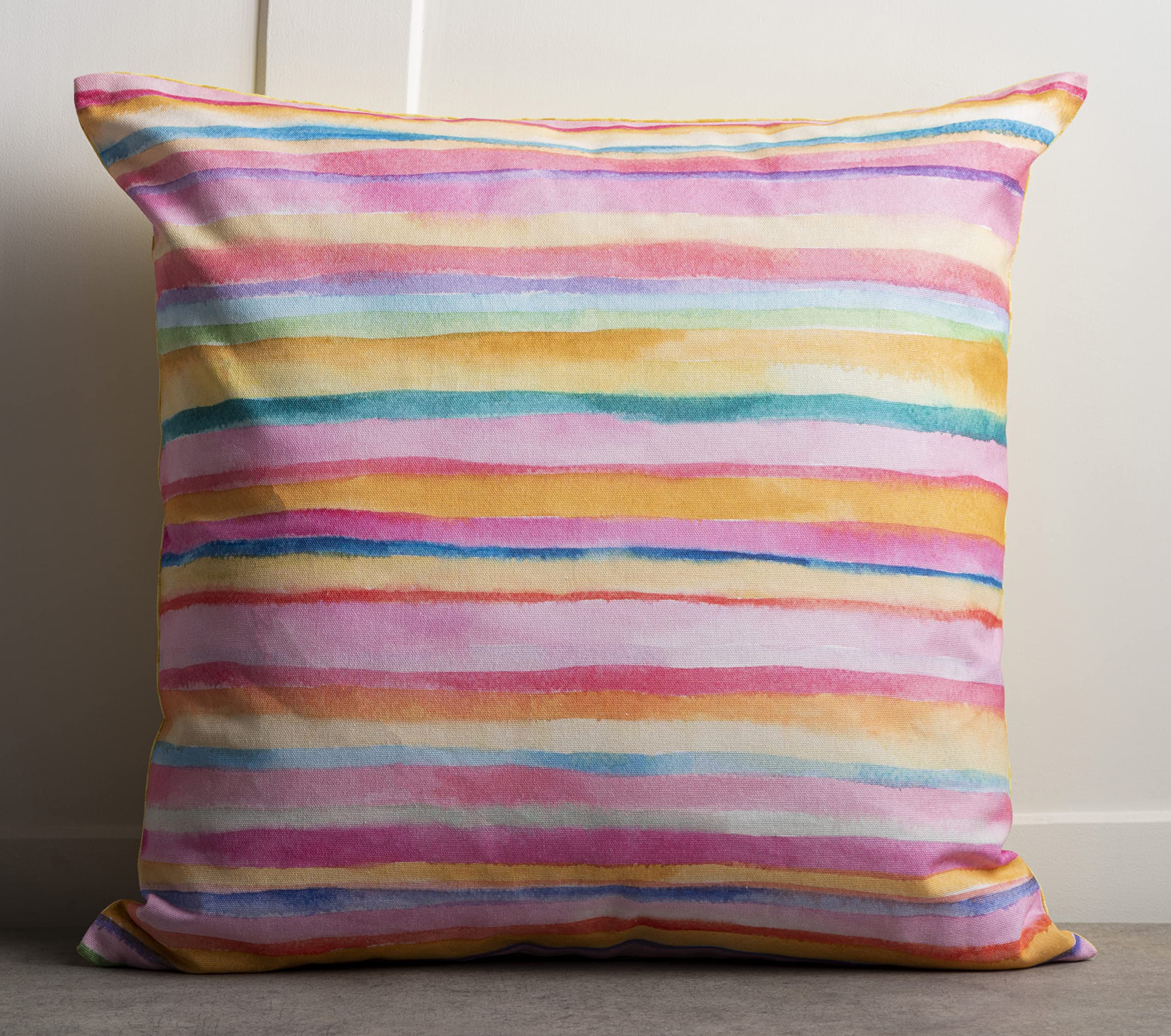 20x20 Inch Decorative Pillow Covers 100% Cotton Square Throw Pillow Covers with Zipper - Perfect for Sofa, Couch, Bedroom & Easter Home Decor (Hesperides Bayadere Design by Maison d'Hermine) - Cozy Living Room Accent & Seasonal Holiday Decoration