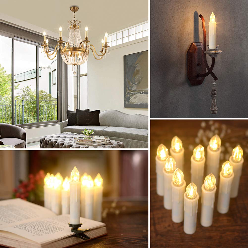 PChero 20-Pack Battery Operated Flameless Window Candles with Timer & Remote - Waterproof Flickering Taper Candles for Christmas Tree, Halloween, Home Decor - Perfect for Holiday Lighting, Window Displays & Party Decorations