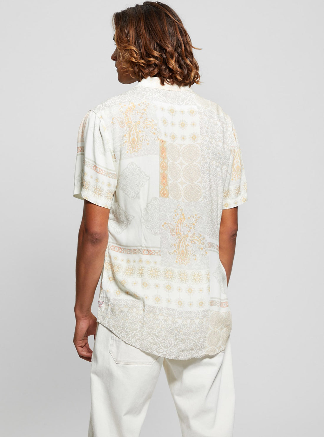 Eco-Friendly White Patchwork Shirt for Women - Stylish Casual Button Down Blouse - Perfect for Office, Date Night & Summer Outfits