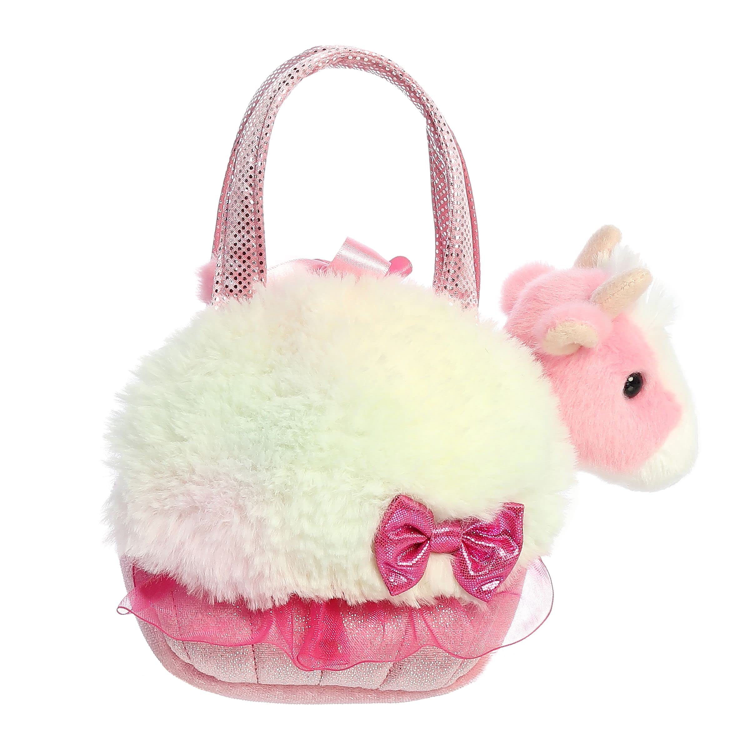 Aurora® Fashionable Rainbow Pink Stuffed Animal Plush Toy - 6 Inch Cute Soft Plushie for Girls, Kids, and Collectors - Perfect for Travel, Gifts, and Home Decor
