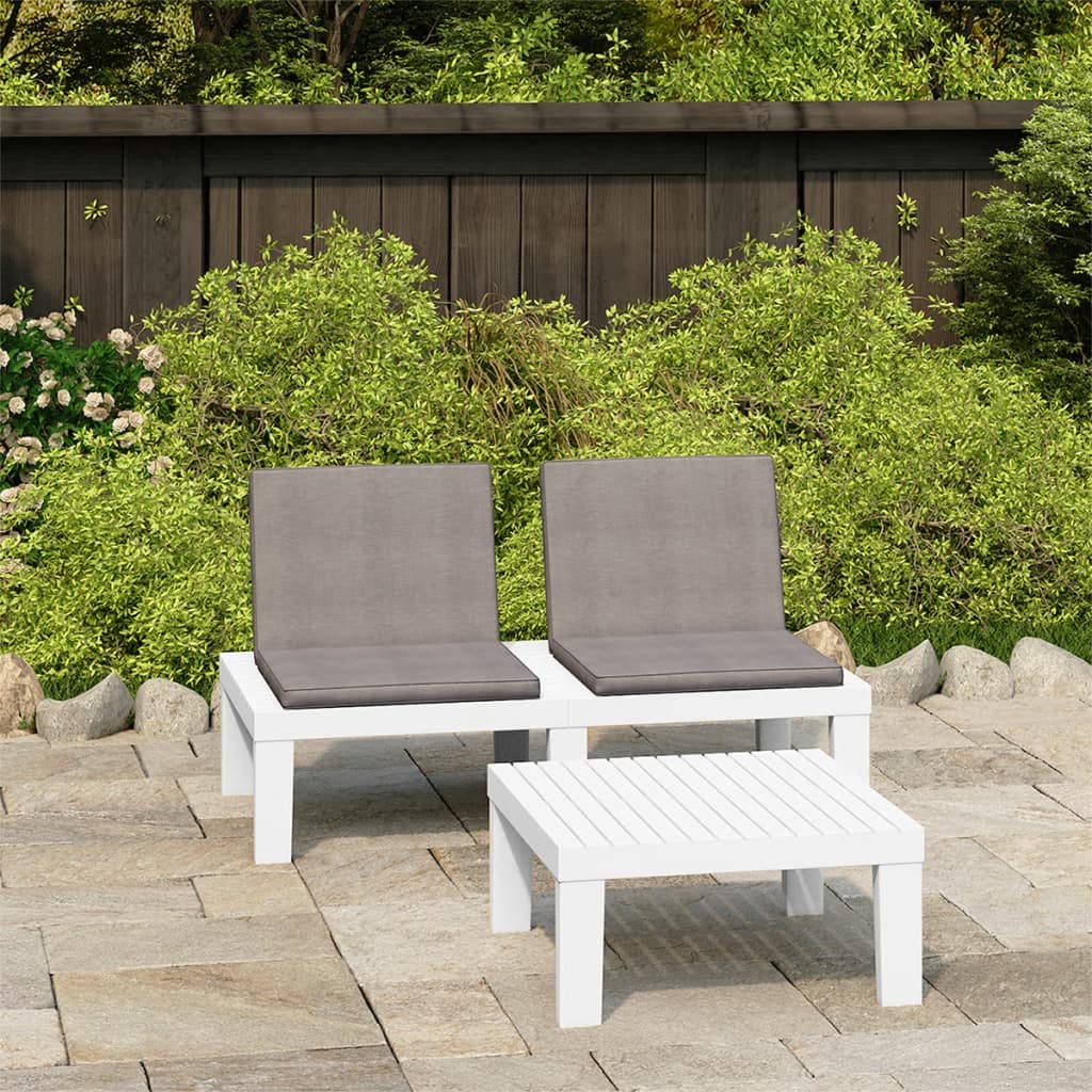 CHARMMA 2-Piece Outdoor Patio Lounge Set with Weather-Resistant Cushions - White Plastic Furniture for Garden, Poolside & Backyard Relaxation