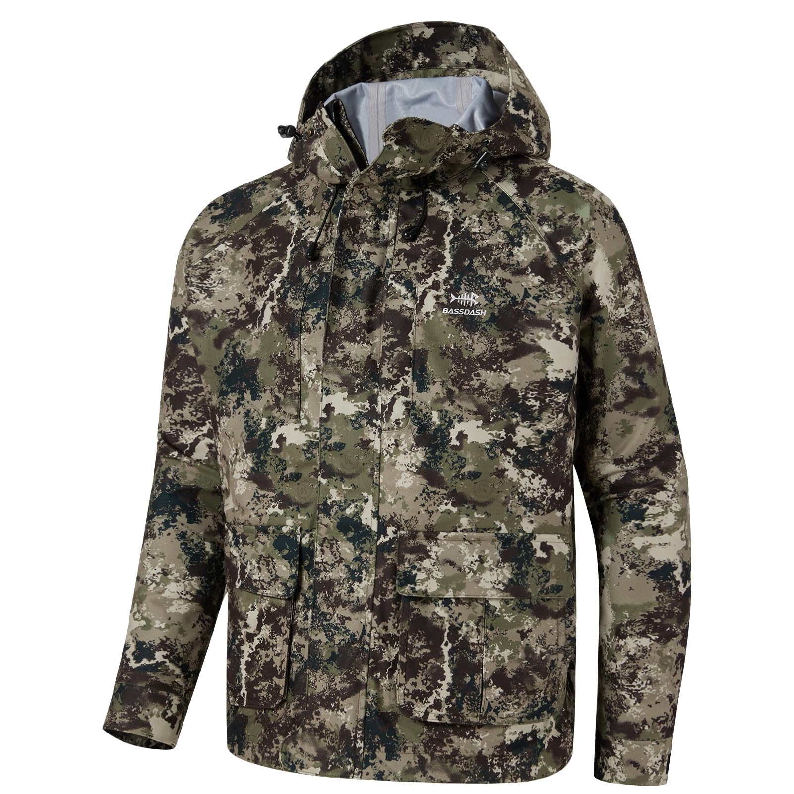 BassDash Waterproof & Breathable Fishing & Hunting Wading Jacket for Men & Women - Silent Outer Fabric, 7 Sizes - Ideal for Fly Fishing, Duck Hunting & Outdoor Adventures