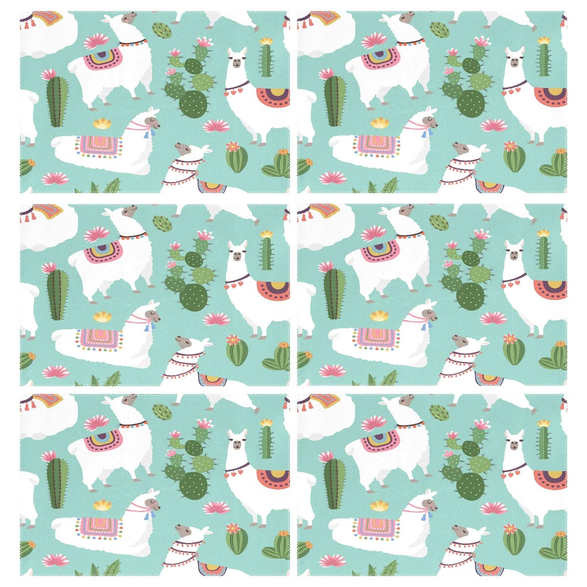 Llama and Cactus Heat Resistant Placemats - Washable Dining Table Mats for Kitchen Decor (Set of 1) - Perfect for Southwestern Style Home Dining and Party Table Settings
