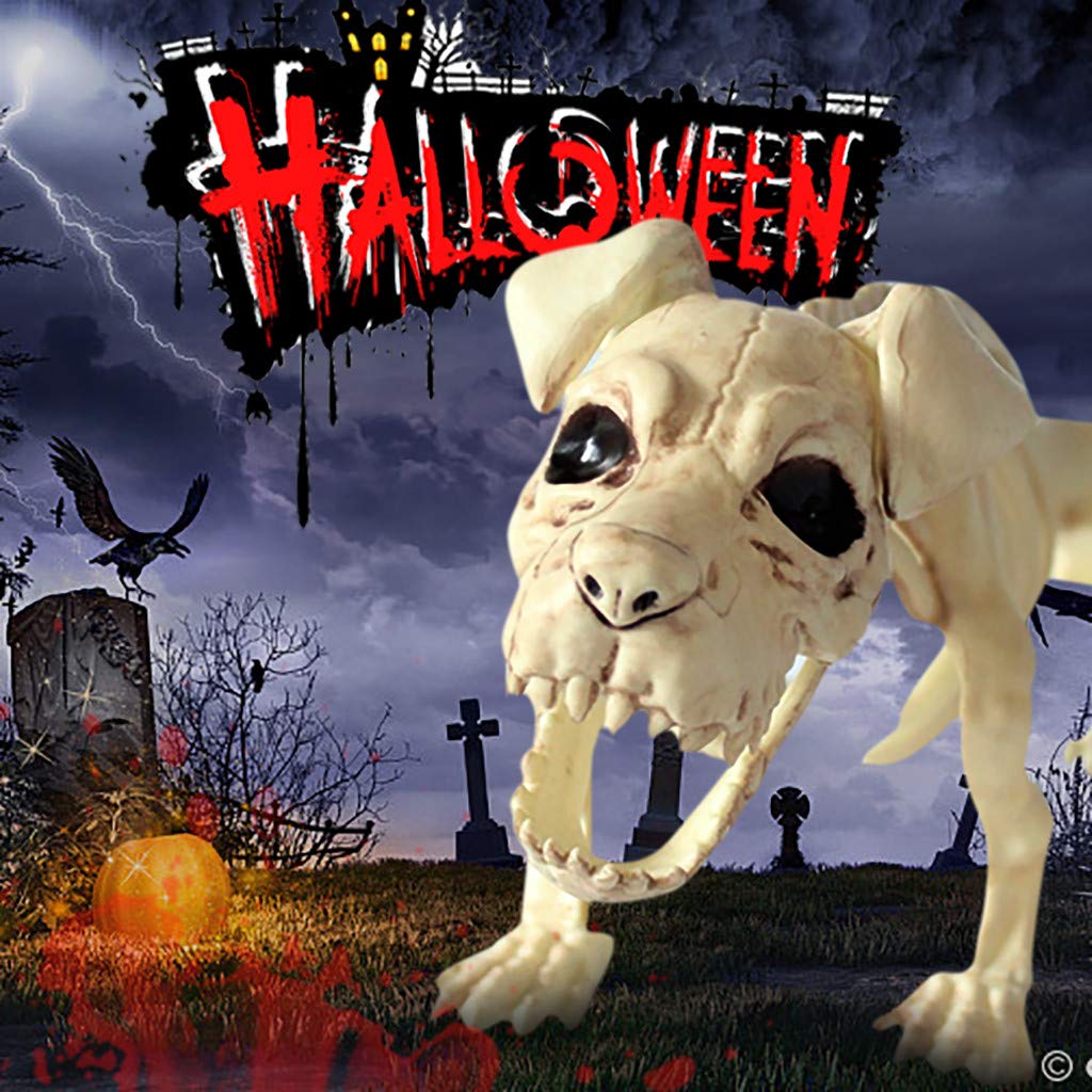 Wesracia Realistic Posable Animal Skeleton - Life Size Halloween Dog Skeleton Decor, Puppet Prop for Outdoor Patio, Christmas & Party Decoration | Perfect for Spooky Home Decor, Haunted House Displays, and Themed Events (Dog Skeleton Model)