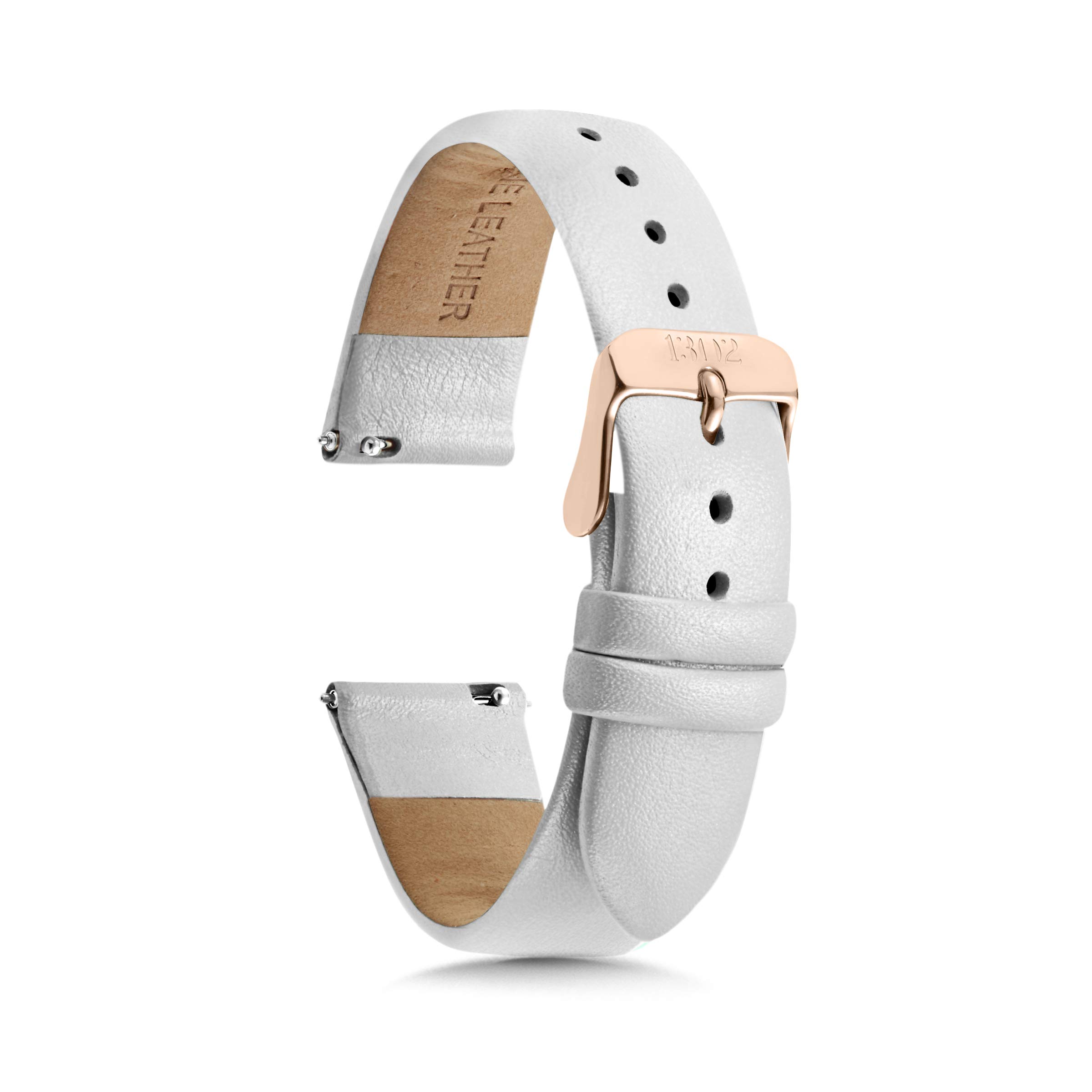 Black Leather Watch Band 18mm 20mm 22mm Quick Release - for Men & Women
