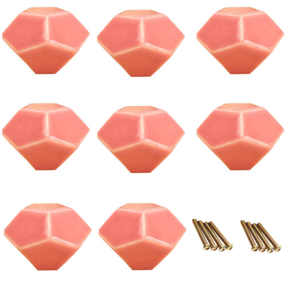 Vintage Ceramic Drawer Knobs 8PCS - Red Diamond Kitchen Cabinet Handles for Wardrobe & Dresser | DIY Home Decor