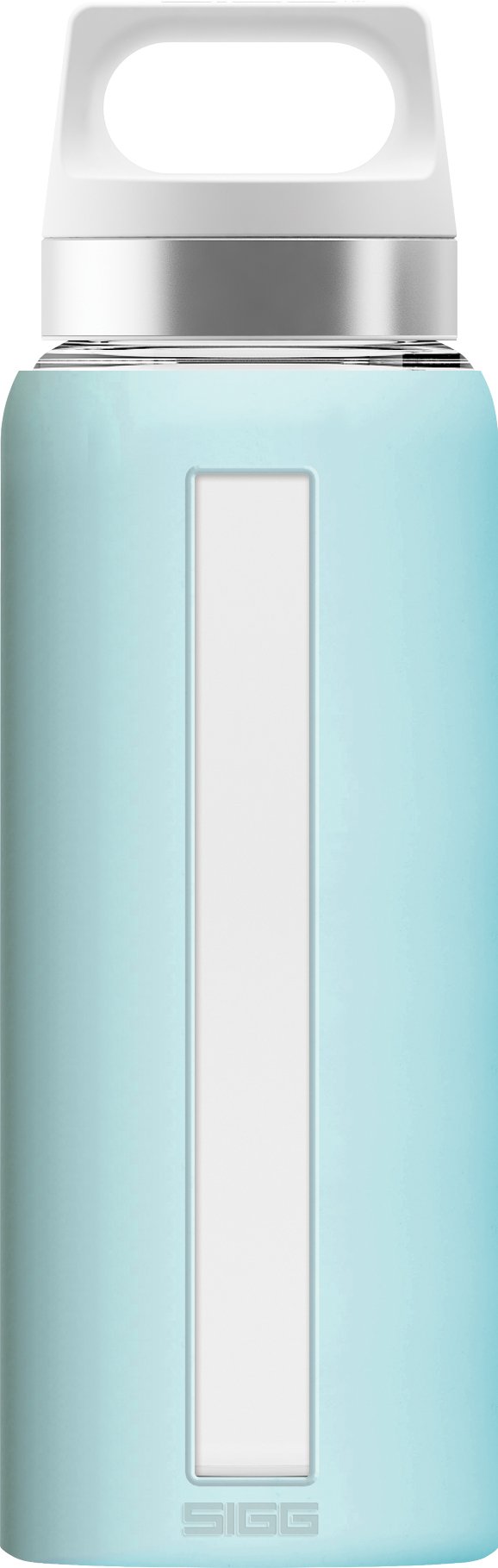 SIGG Glass Water Bottle with Soft Silicone Cover - 22oz Leakproof, BPA-Free, Dishwasher Safe - Ideal for Gym, Hiking, Office & Travel - Dream Glacier Design