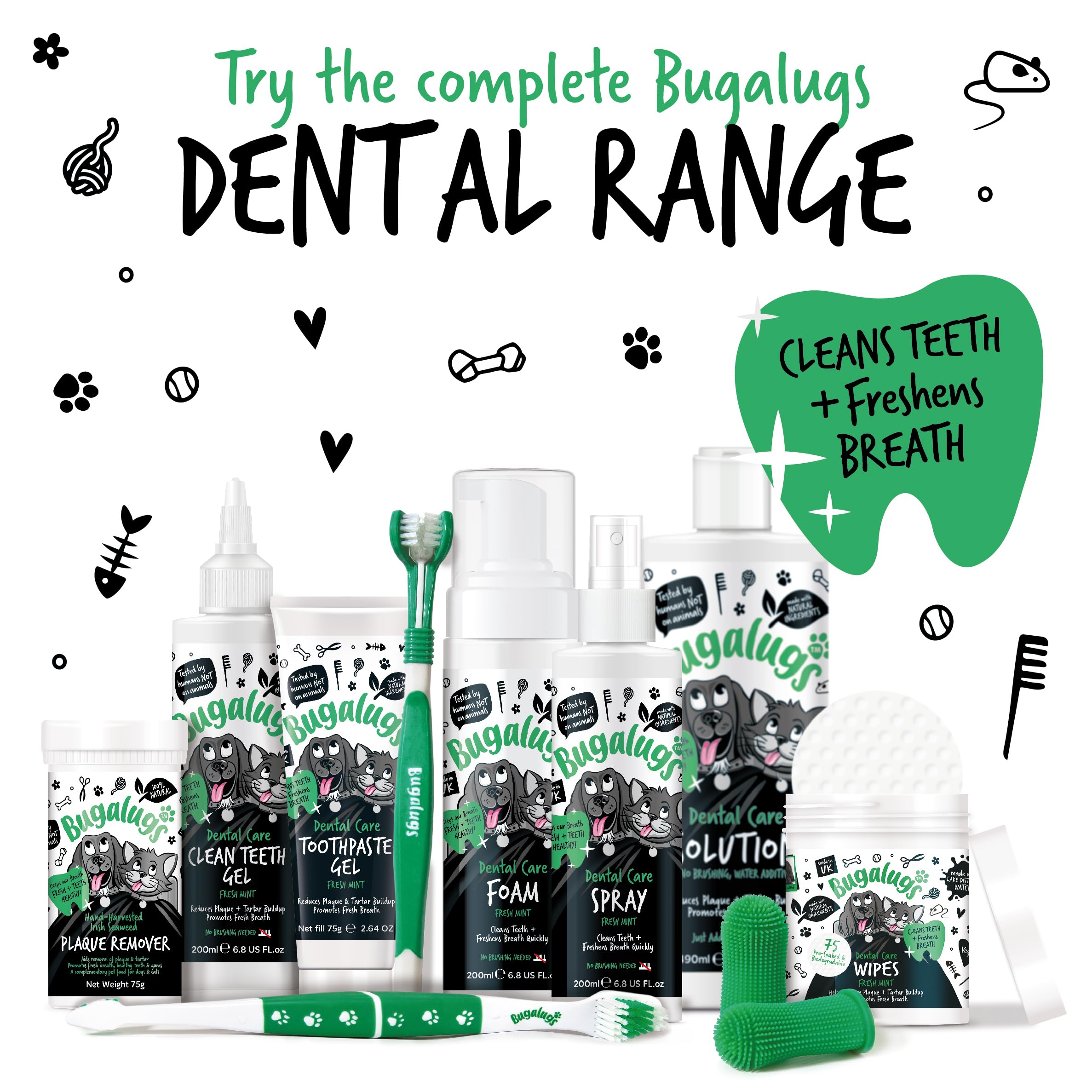 Bugalugs Dog Toothpaste Gel - Mint Flavored Dental Care for Dogs & Cats, Plaque Remover & Breath Freshener | Safe for Daily Use with Bugalugs Toothbrush – Perfect for Home Pet Oral Hygiene Routine