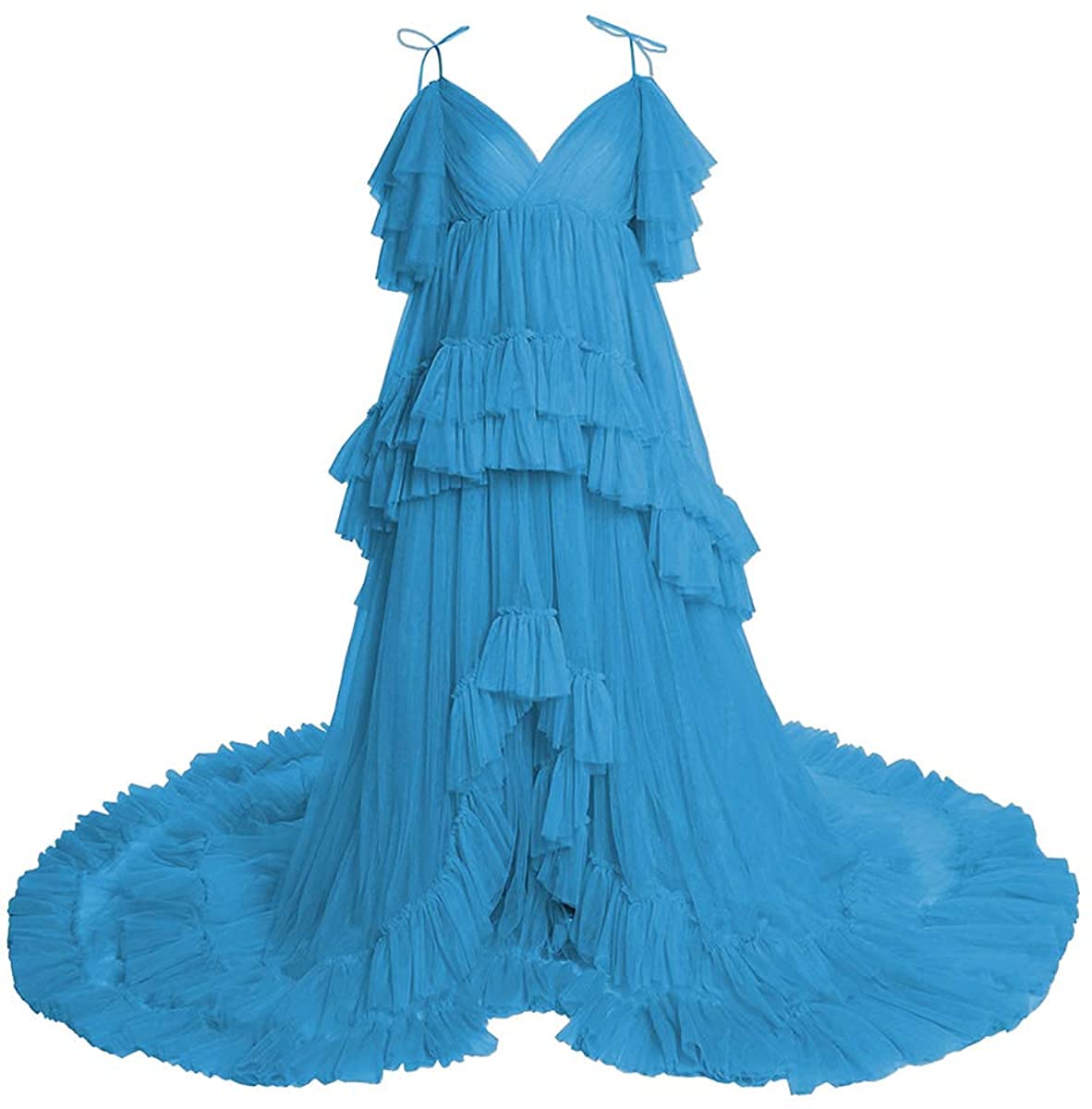 Elegant Tulle Maternity Gown for Women - Fluffy Straps Nightgown & Photography Dress for Pregnancy, Bridal Shower, Maternity Shoot, and Special Occasions