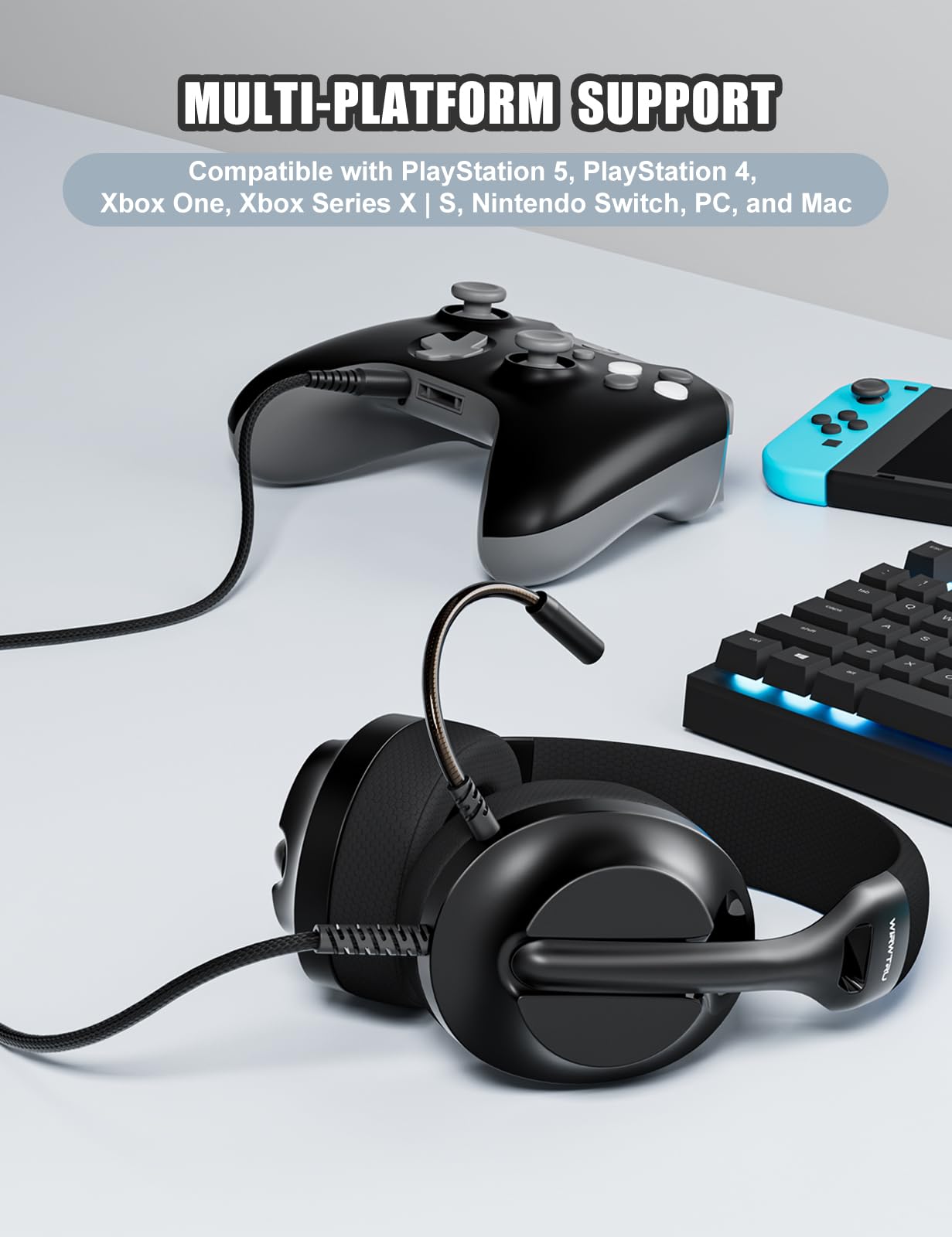 S30 Gaming Headset with Microphone - 198g Lightweight Design, Noise Cancelling Mic & Soft Earmuffs - Compatible with Xbox Series X|S, PS5, PS4, Nintendo Switch & PC - 3.5mm Wired Headphones for Professional Gaming & Online Meetings