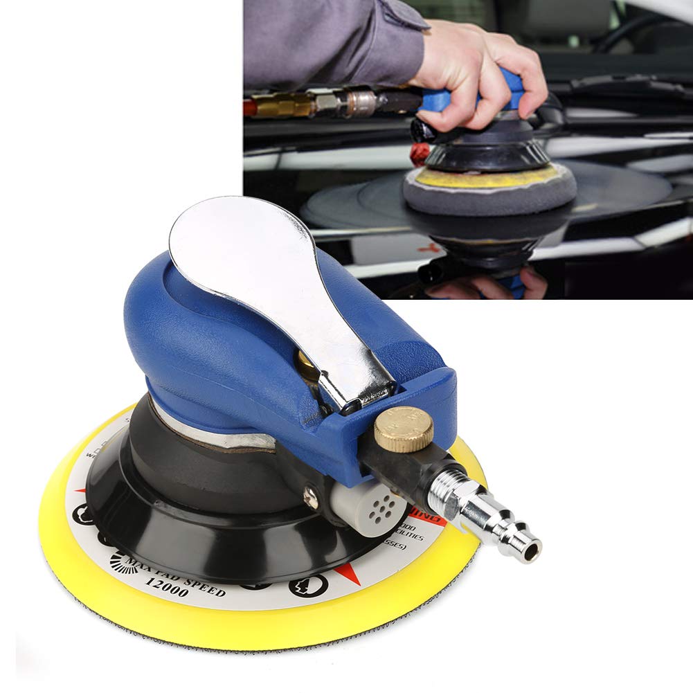 6in/5in Low Noise Pneumatic Random Orbital Sander - Efficient Wood & Metal Finishing Tool for Furniture Refinishing, Auto Body Work & DIY Projects (5 inch)