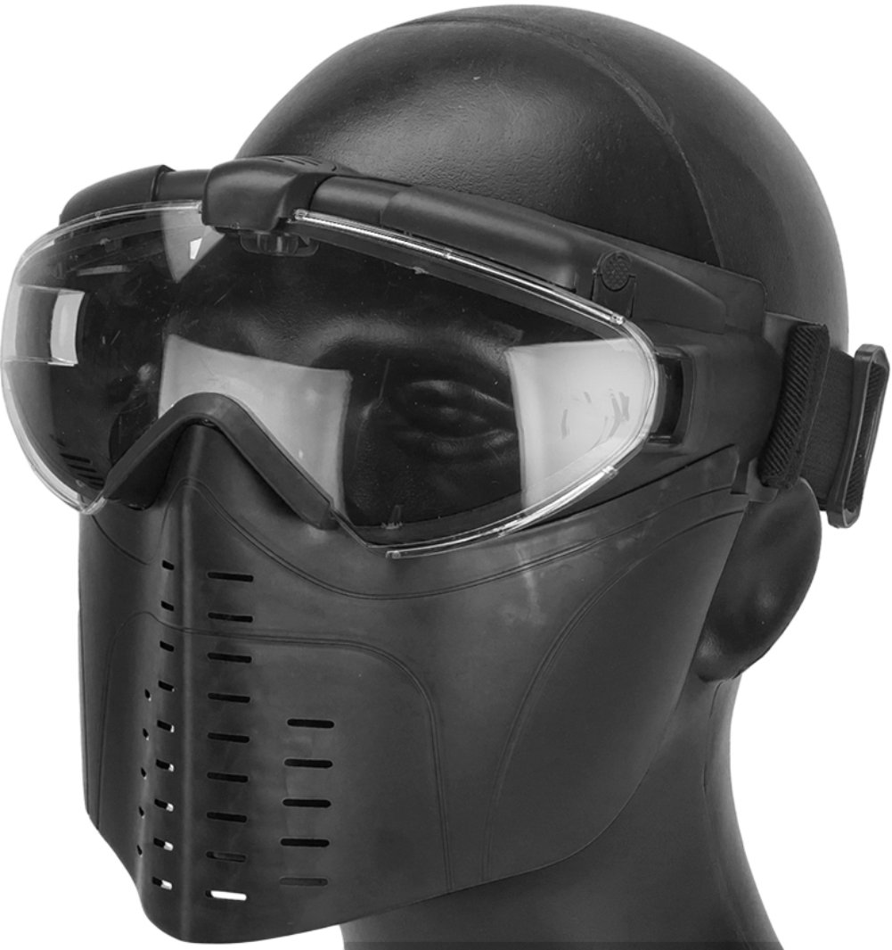Evike Airsoft Pro-Goggle Full Face Mask with Integrated Fan - Black | Tactical Airsoft Gear for Outdoor Games & Military Simulation