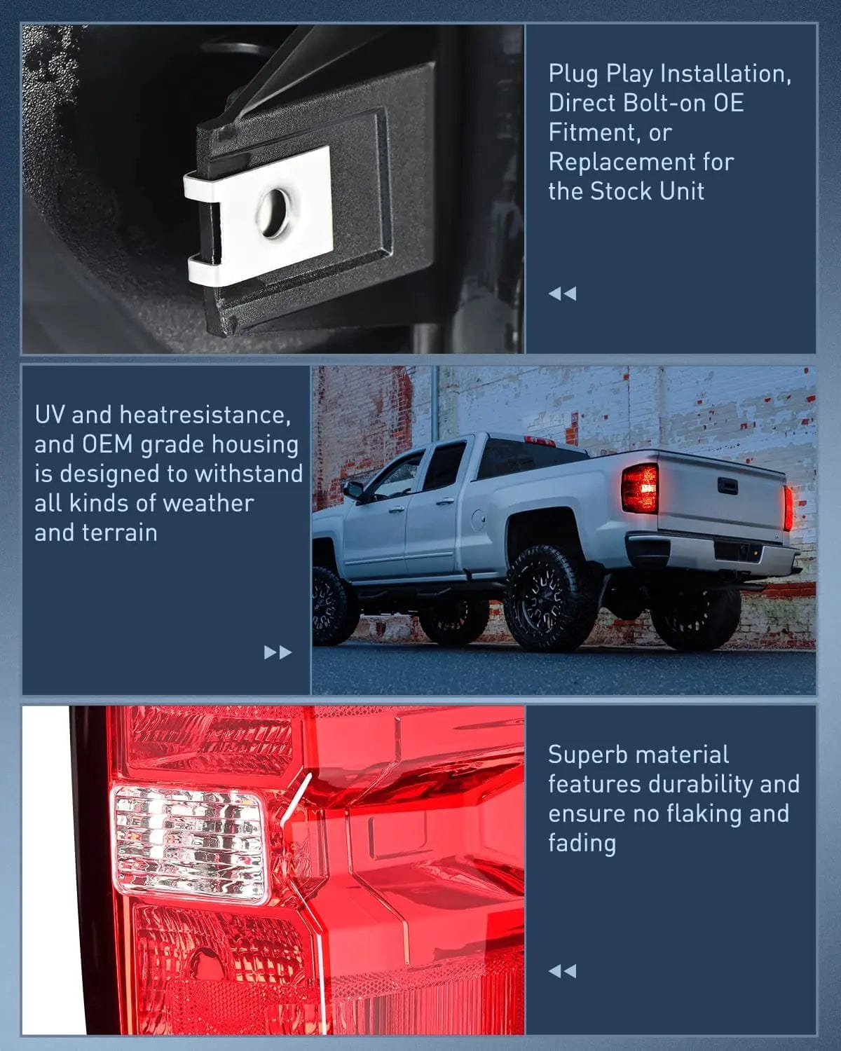 2014-2019 Chevy Silverado 1500/2500HD/3500HD & GMC Sierra 3500HD LED Tail Light Assembly - Driver Side Rear Lamp Replacement - Perfect for Off-Roading, Night Driving & Vehicle Upgrades