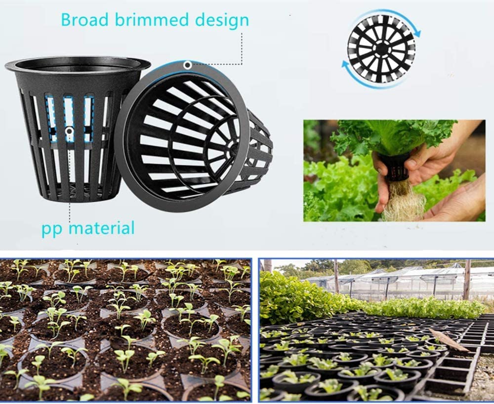 50PCS 2 Inch Heavy Duty Hydroponic Net Pots - Round Slotted Mesh Cups for Hydroponics, Aeroponics & Indoor Gardening - Perfect for Lettuce, Herbs & Seed Starting