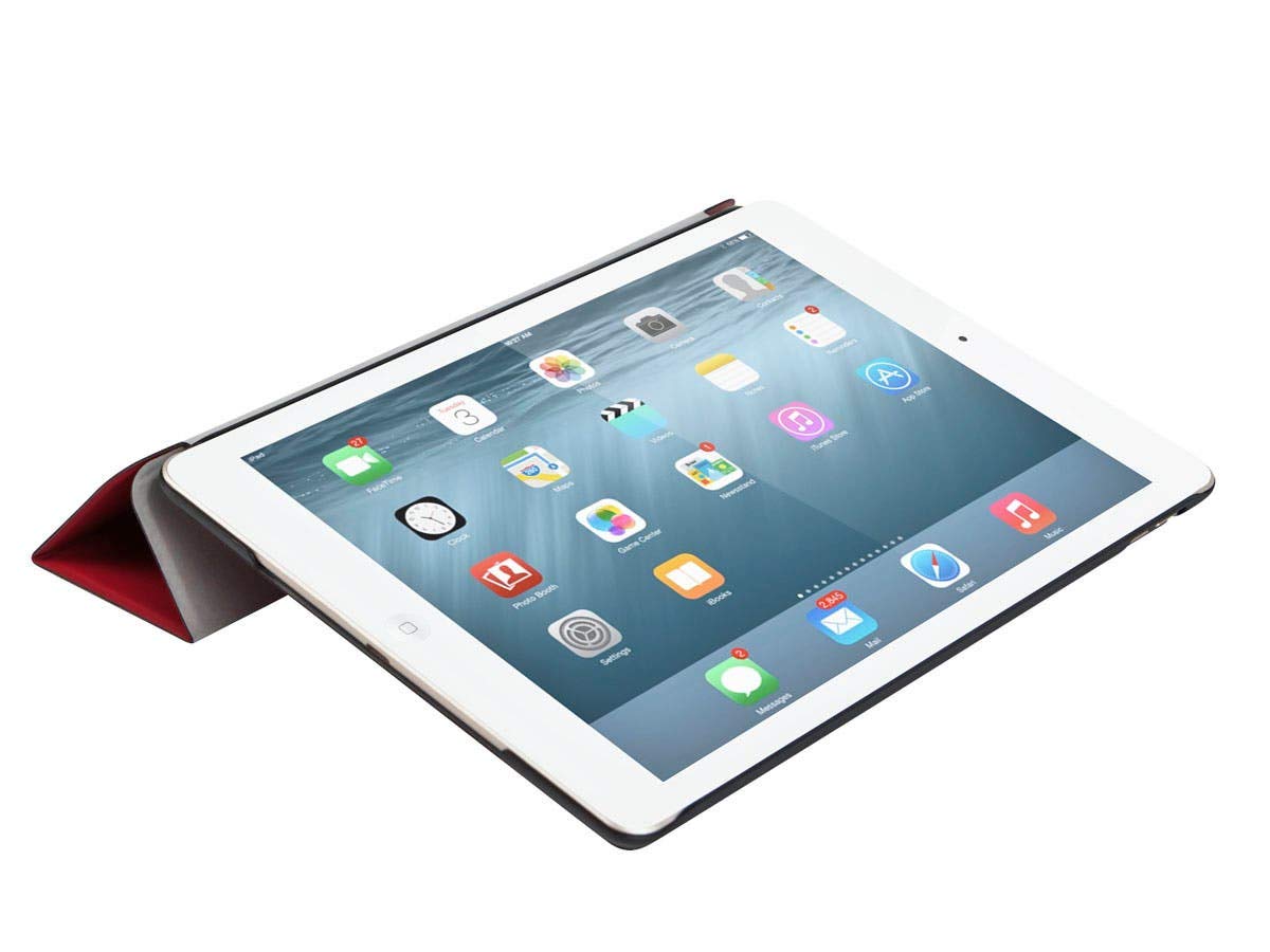 Premium Synthetic Leather Stand & Magnetic Cover for iPad Air 2 - Sleek Red | Perfect for Home, Office & Travel Protection