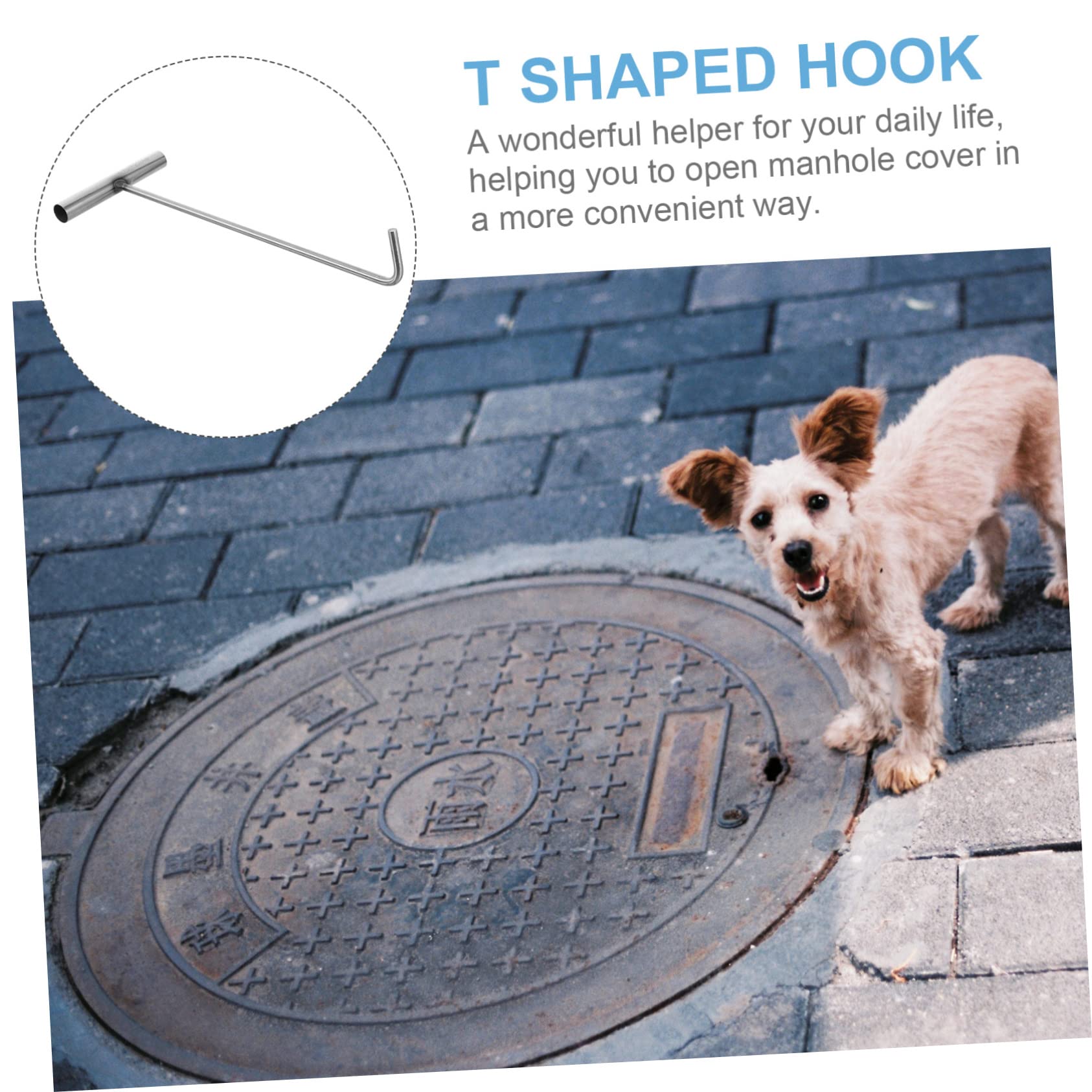 Stainless Steel T-Hook - Heavy Duty Manhole Cover Lifter & Sewer Maintenance Tool - Storage Hook for Hanging - Perfect for Utility Workers, Plumbers & Warehouse Organization