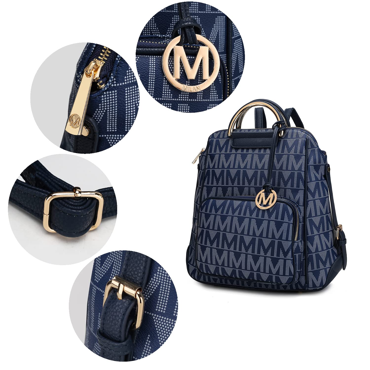 MKF Collection Signature Vegan Leather Women's Backpack - Stylish Top Handle Travel & Work Bag for Business Professionals | Perfect for Office Commute, Business Trips & Daily Use