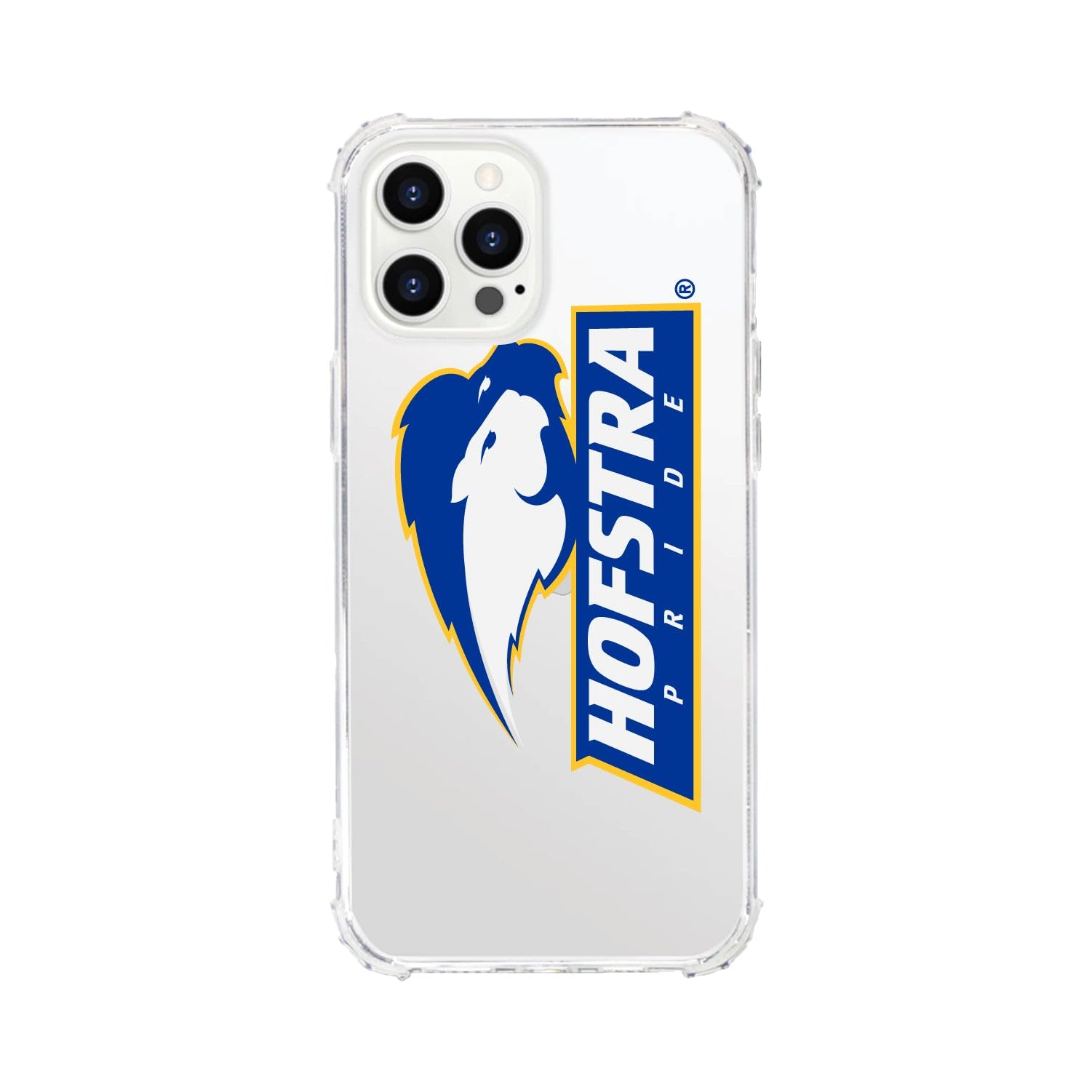 OTM Essentials Durable Phone Case for iPhone 13 Pro Max - Shockproof Protective Cover with Tough Edge, Hofstra University Classic White Design - Perfect for School, Work & Everyday Use