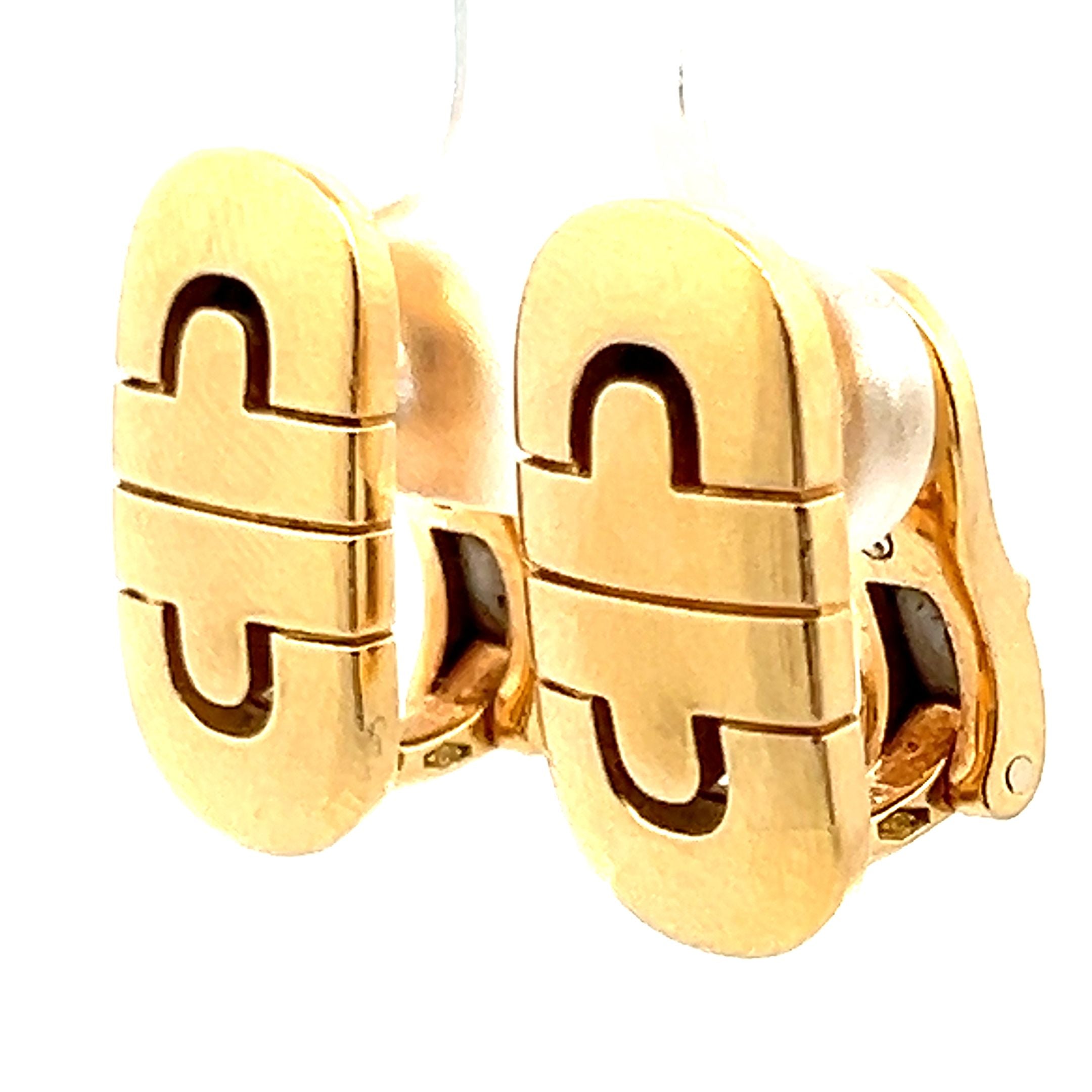 Vintage Bvlgari 18K Yellow Gold Clip-On Earrings 12.10g - Luxury Italian Jewelry for Women, Perfect for Parties, Weddings & Special Occasions