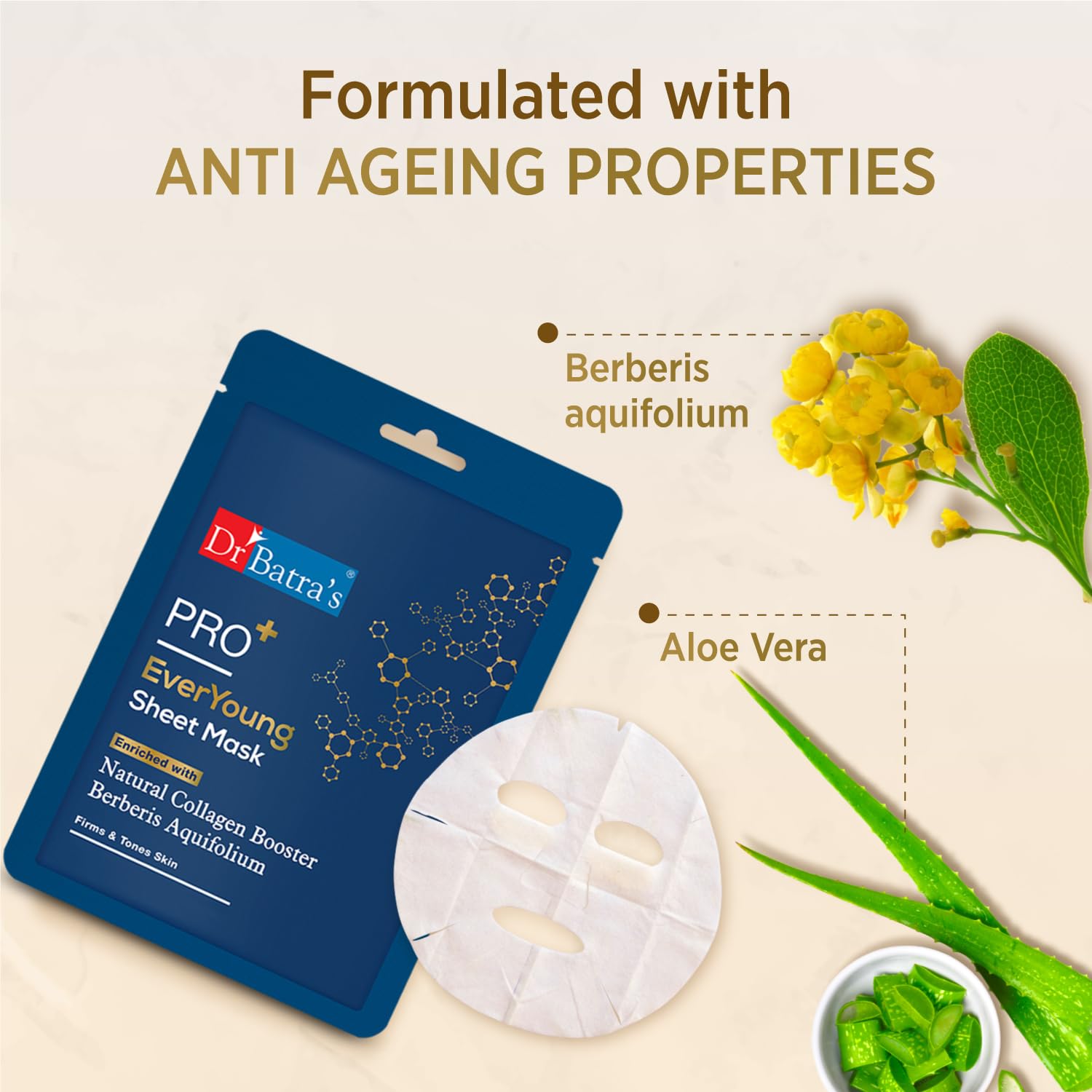 Dr Batra's PRO+ Everyoung Sheet Mask (25g) - Pack of 2 | Hydrating & Anti-Aging Face Mask for Glowing Skin | Perfect for Daily Skincare Routine & Spa Days