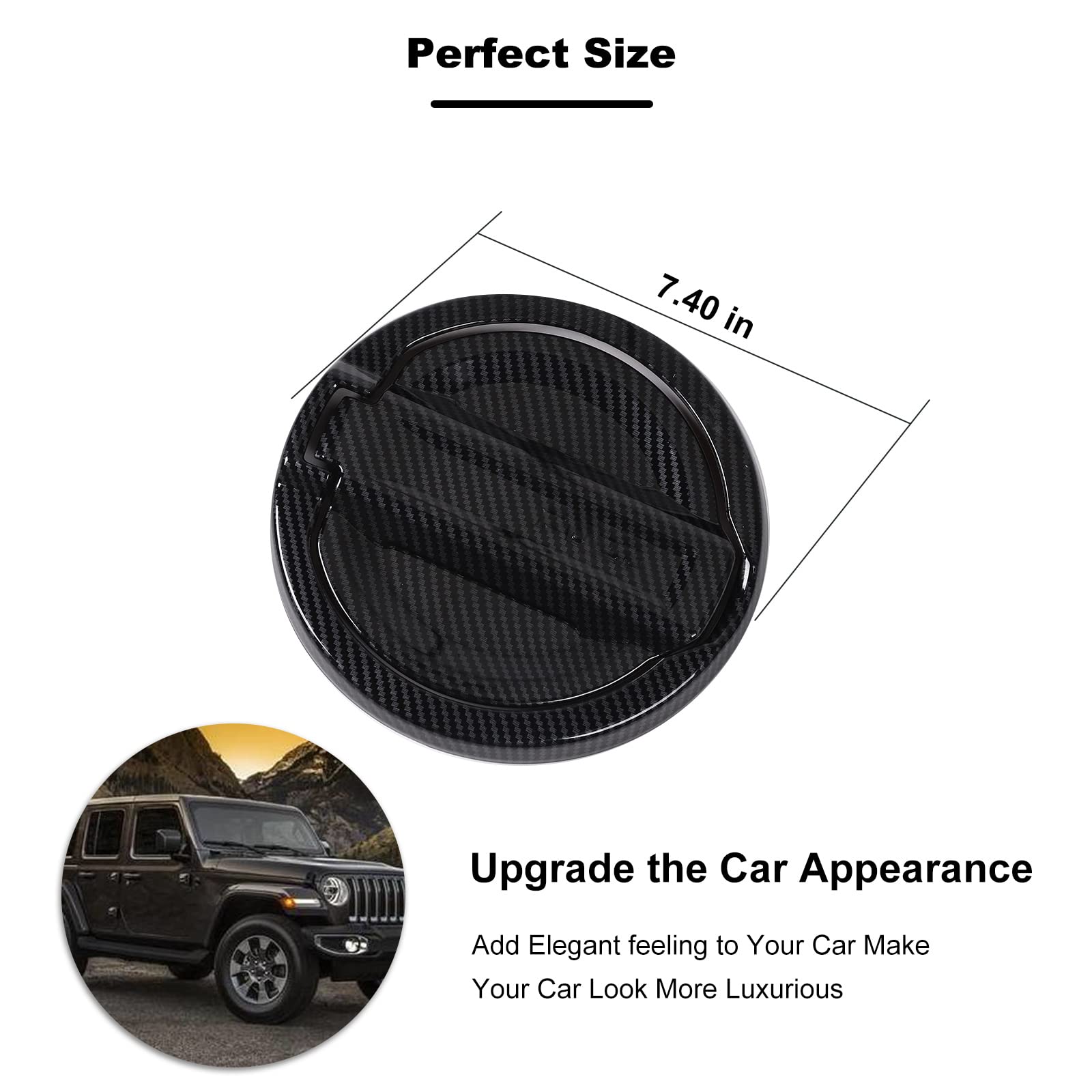Carbon Fiber Fuel Filler Door Cover for Jeep Wrangler JL JLU (2018-2022) - Durable Gas Tank Cap Decoration & Exterior Accessories - Perfect for Off-Roading & Custom Car Styling