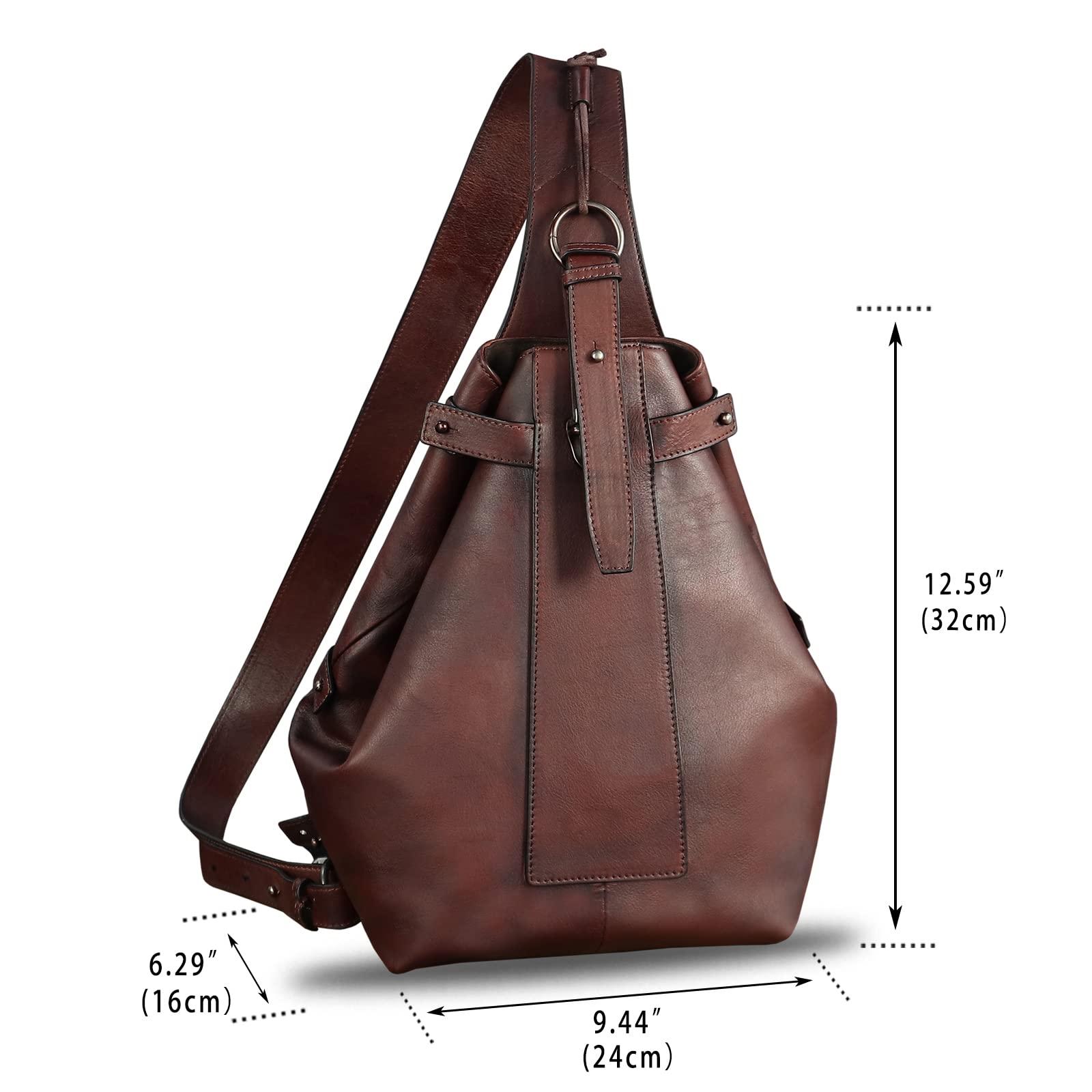 Premium Genuine Leather Sling Bag for Men & Women - Large Crossbody Shoulder Backpack - Durable Chest Bag for Travel, Work & Everyday Use