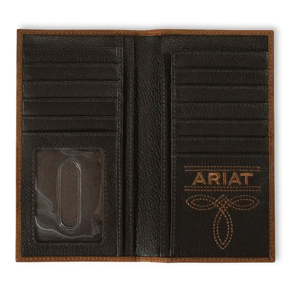 Ariat Men's Rodeo Wallet - Genuine Brown Brindle Calf Hair Leather Bifold Wallet for Cowboy & Western Style | Perfect for Rodeo, Ranch Work & Everyday Carry