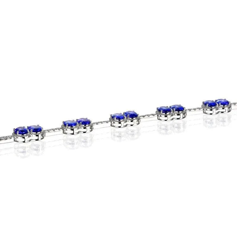 13.34ctw Oval Natural Tanzanite & Diamond Pave Bracelet in 14K Gold (Au585) - Elegant Caimao Jewelry for Women, Perfect for Weddings, Anniversaries & Special Occasions