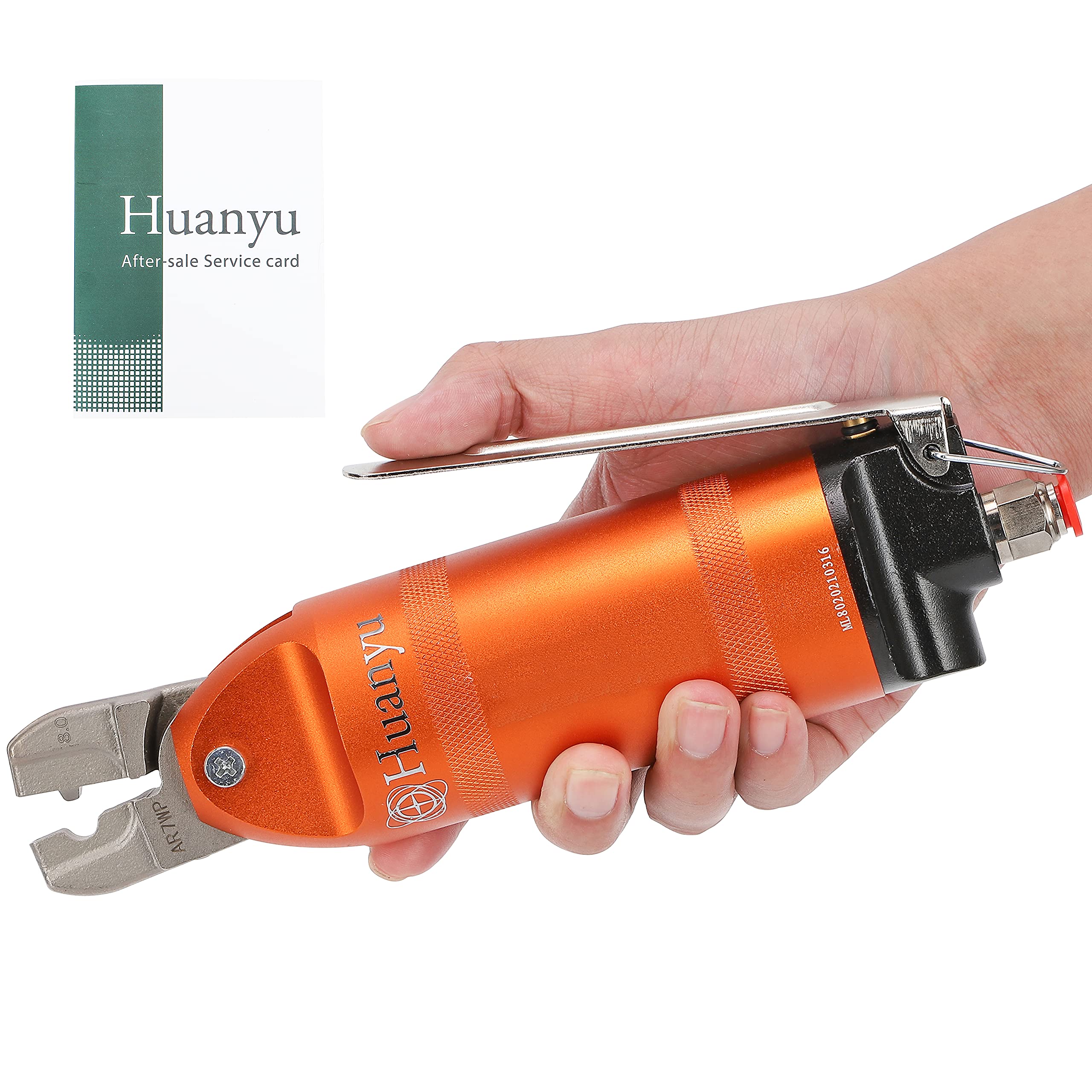 Huanyu 8.0mm Pneumatic Crimping Pliers - Professional Copper Wire Terminal Crimper Tool with Air Nipper for Electrical Wiring (Ideal for Automotive, HVAC & Industrial Applications)