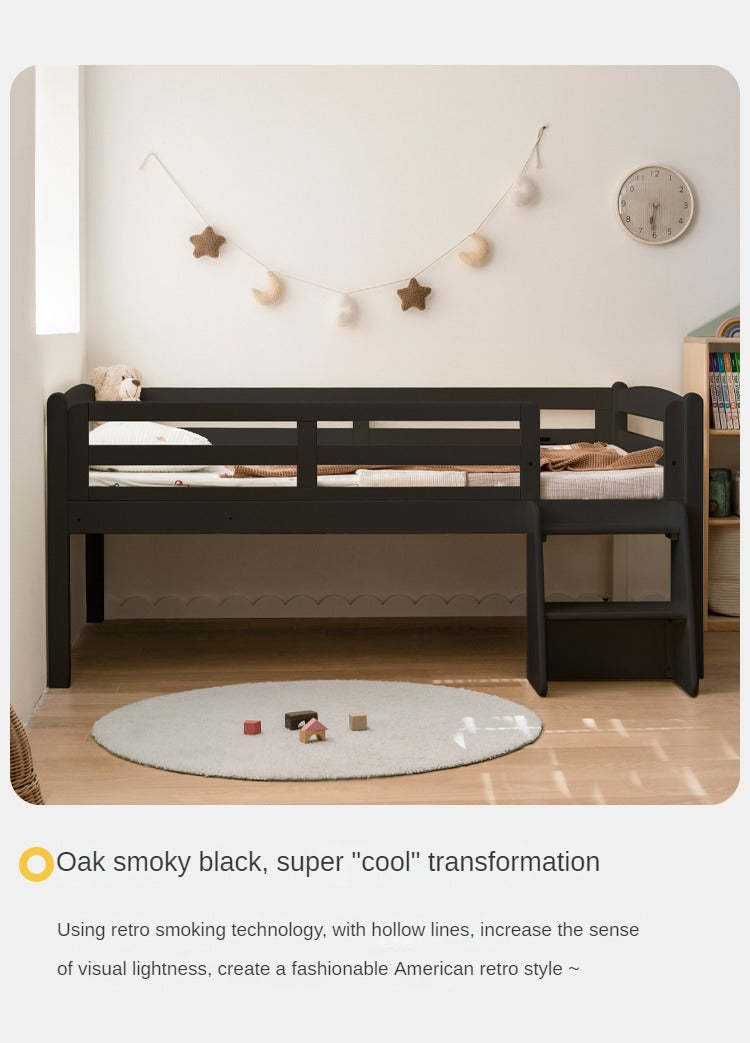 Solid Oak Wood Single Bed with Guardrail - Sturdy & Safe for Kids, Teens & Adults - Perfect for Bedrooms, Dorm Rooms & Guest Rooms