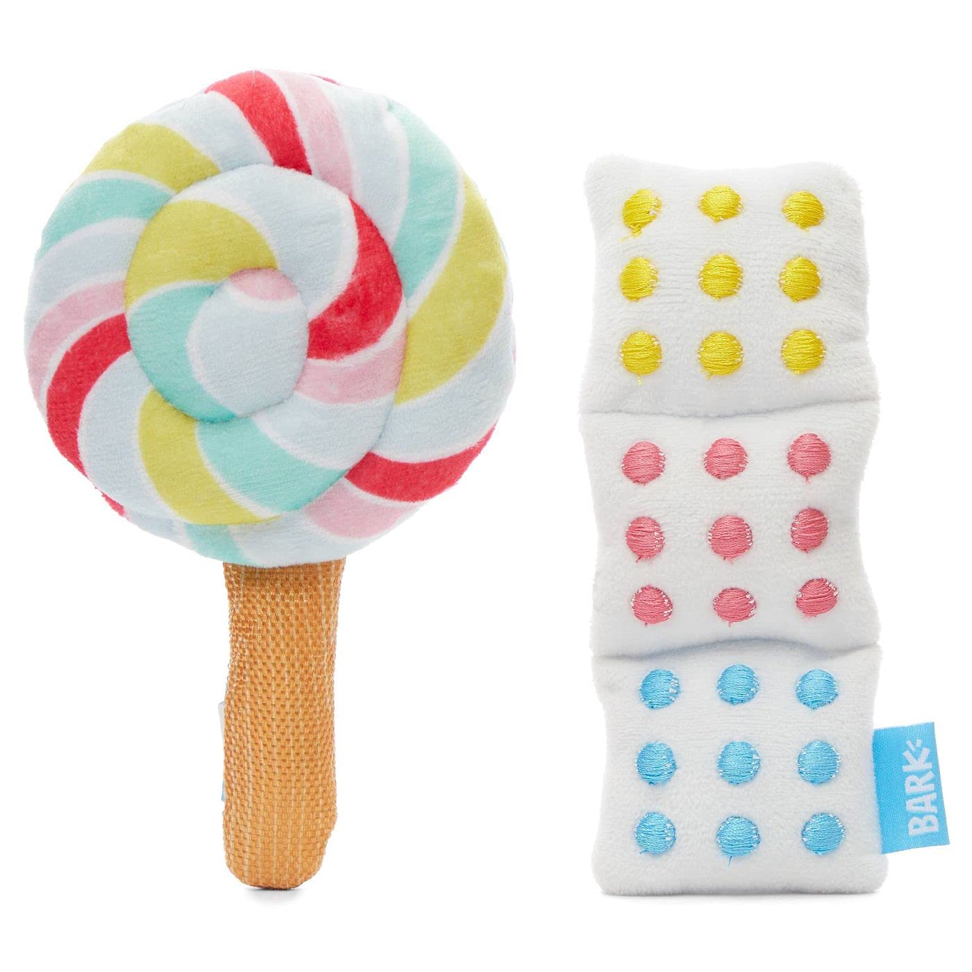 Candy Duo Dog Toy - Sweet & Squeaky Lollipop Chew Toy for Small & Medium Dogs | Interactive Playtime & Dental Health Fun | Perfect for Indoor Games, Outdoor Fetch & Training Rewards