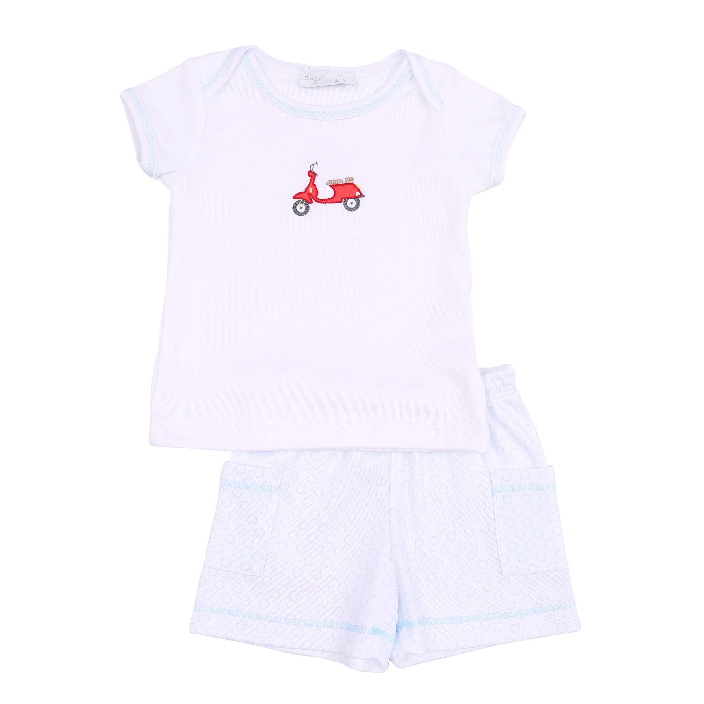 Magnolia Baby Boys' Embroidered Scooting Short Set - Blue | Comfortable & Stylish Outfit for Playdates, Summer Adventures & Casual Wear