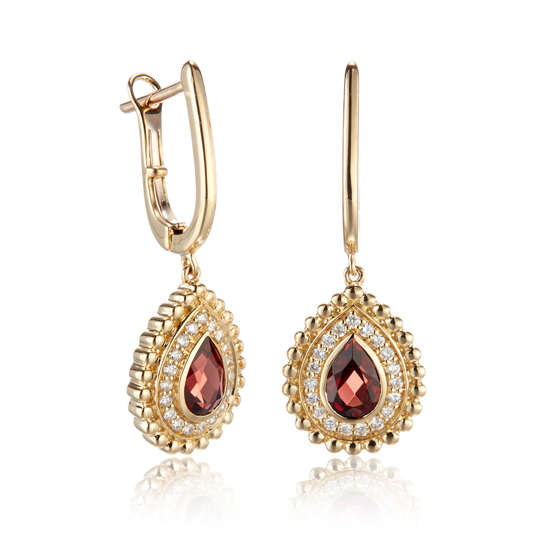 Garnet Drop Earrings for Women - Genuine Gemstone Dangling Earrings - Perfect for Parties, Weddings & Evening Events