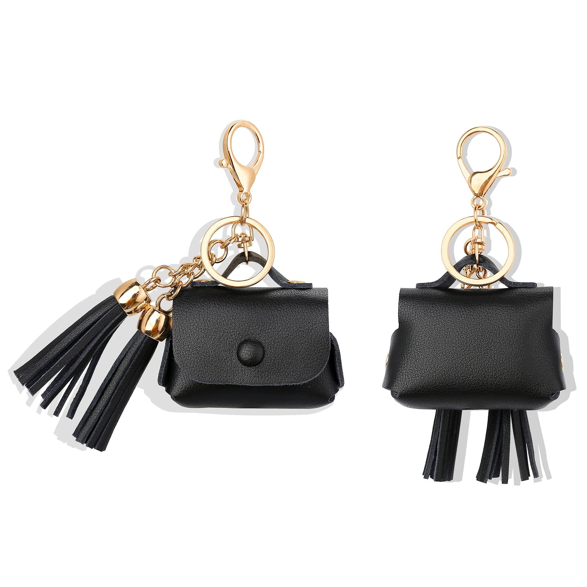 Premium Genuine Leather Charging Case Cover for Apple AirPods Pro 1st & 2nd Gen (2019-2022) - Black with Elegant Tassels | Protective Case for Wireless Charging | Perfect for Travel, Gym & Daily Commute