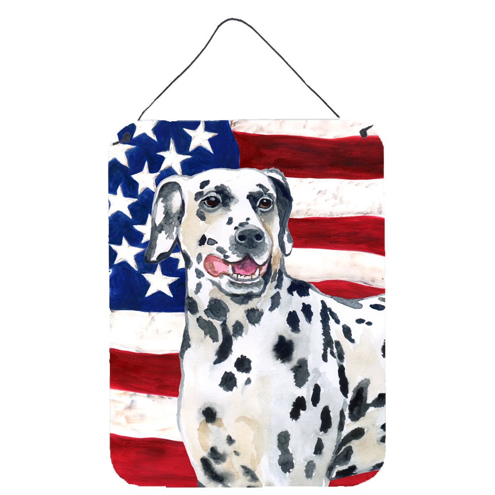 Caroline's Treasures Patriotic Dalmatian Metal Wall Decor - 12x16 Inch Aluminum Sign for Kitchen, Bar, Bathroom, Front Door - Multicolor Home & Garden Art (Perfect for Patriotic Holidays & Dog Lover Gifts)