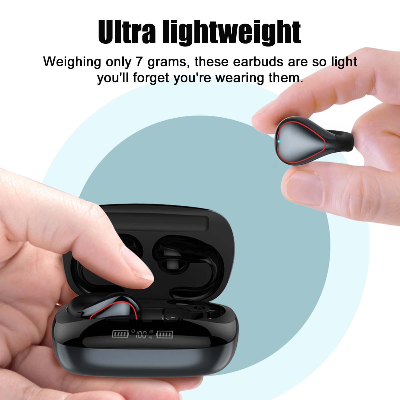 Wireless Clip-On Open Ear Earbuds - Bluetooth 5.3 Headphones with Mic, 8H Playtime, IPX5 Waterproof, Lightweight & Comfortable for Running, Cycling & Workouts (Grey)