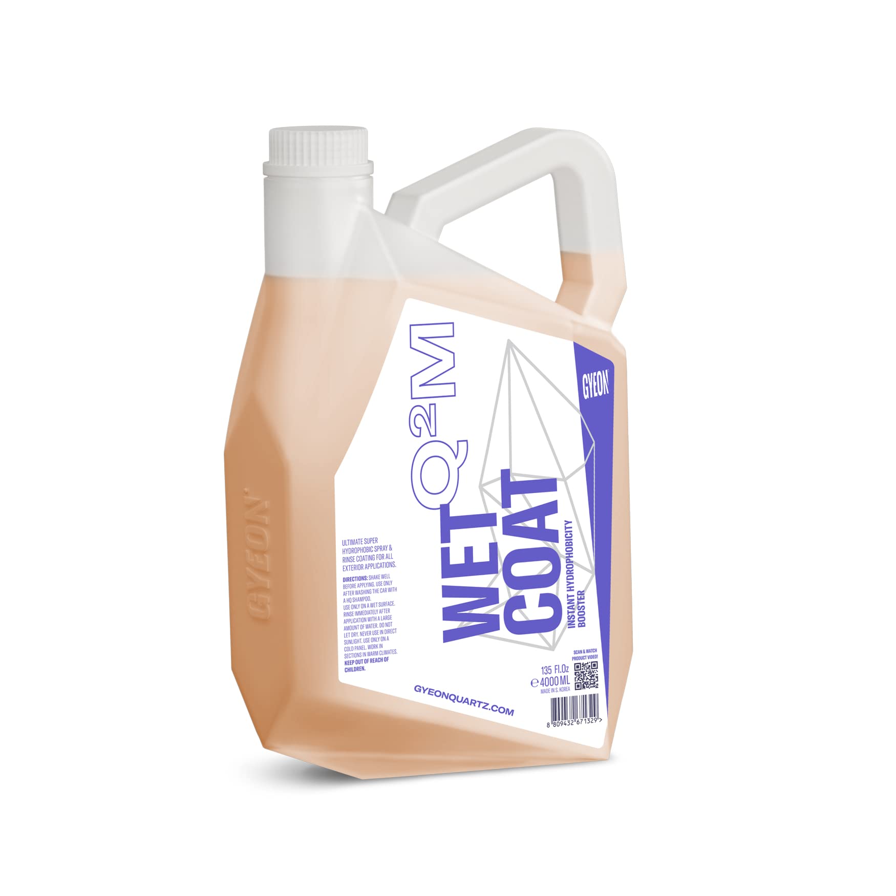 GYEON Wetcoat 4000ml - Hydrophobic Ceramic Spray Coating for Cars, Trucks & Motorcycles - High Gloss Protection for Paint, Wheels & Glass - Easy Spray On Rinse Off DIY Formula - Perfect for Rainy Weather & Long-Term Vehicle Shine