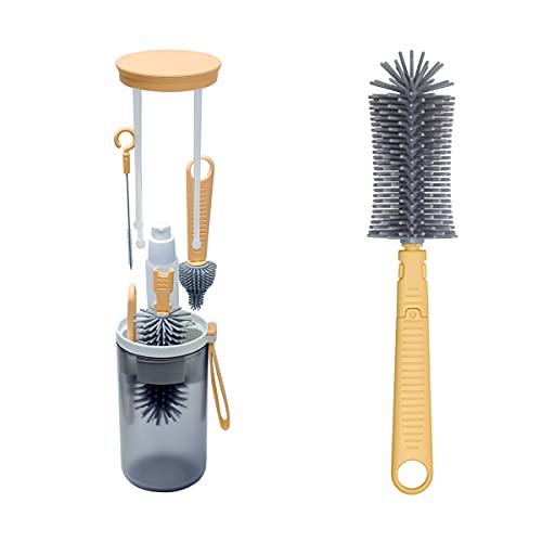 Premium Baby Bottle Cleaning Kit - Silicone Bottle Brush, Nipple Brush, Drying Rack, Straw Cleaner & Soap Dispenser | Travel-Friendly Newborn Essentials for Breastfeeding, Formula Feeding & On-the-Go Parents